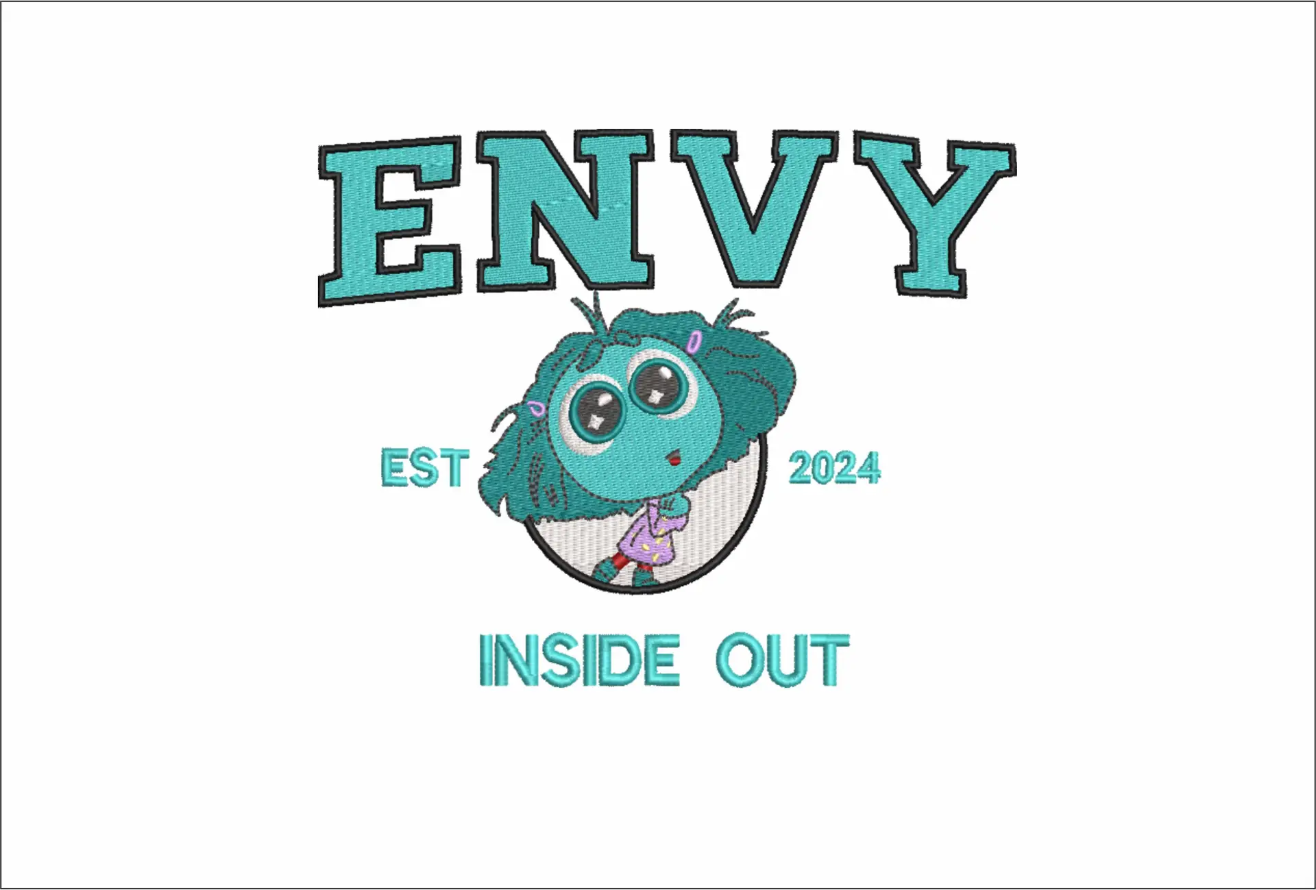 Inside Out Envy Embelm - Disney Films embroidery design - embroidery file - instant download in a frame