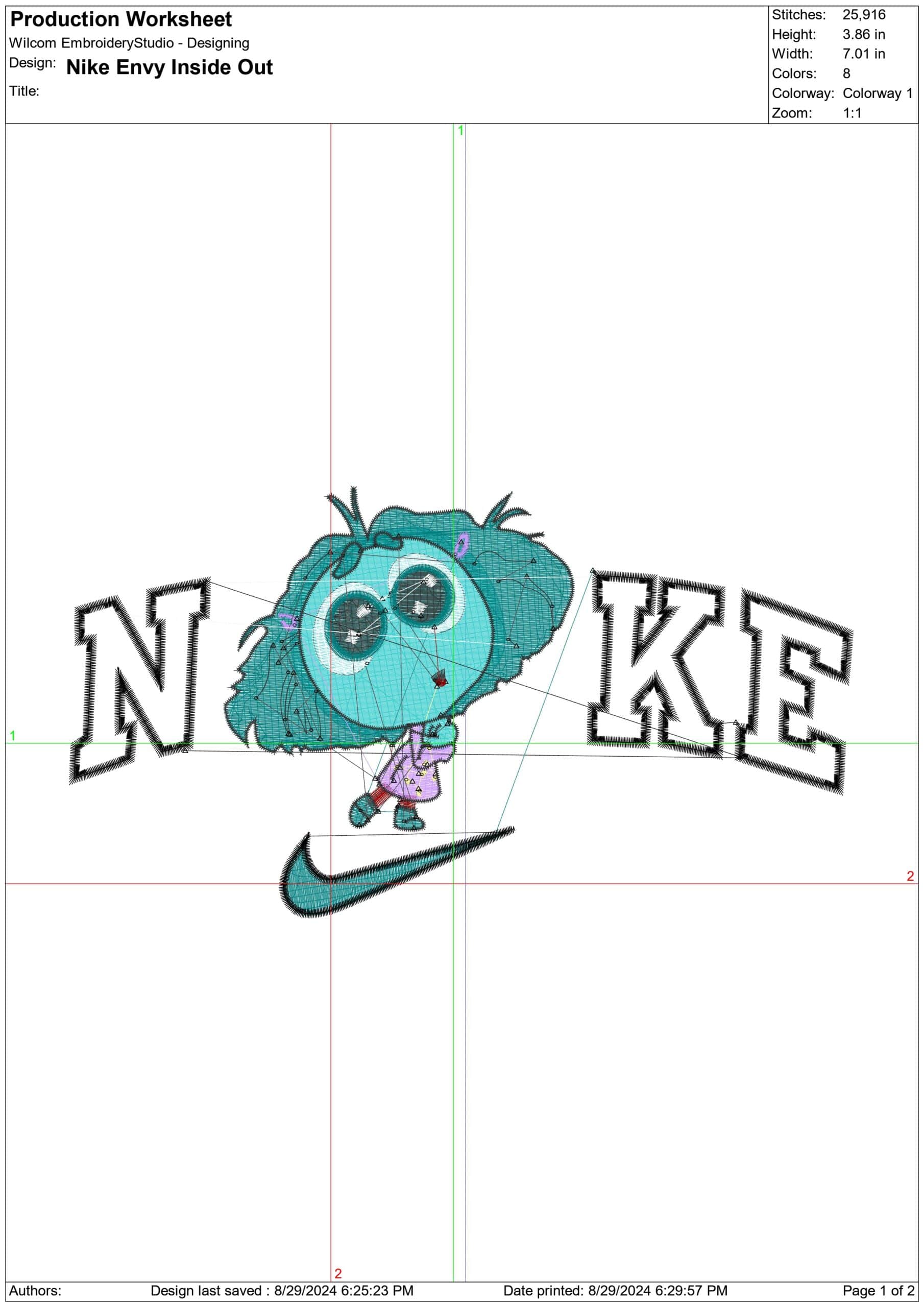 Nike Inside Out Envy - Disney Films embroidery design - embroidery file - instant download in a frame — view 2