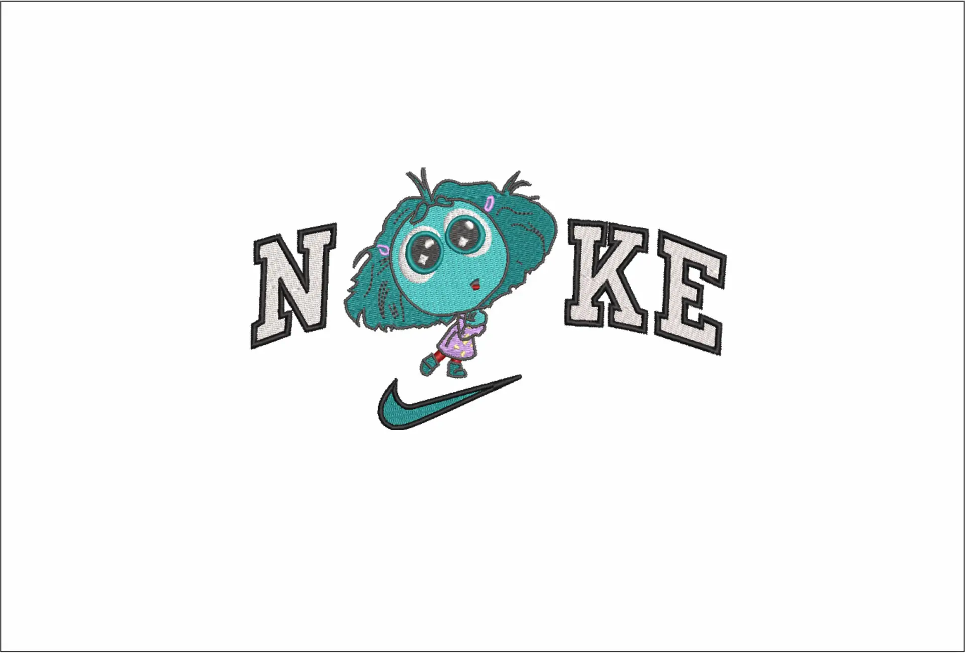 Nike Inside Out Envy - Disney Films embroidery design - embroidery file - instant download in a frame