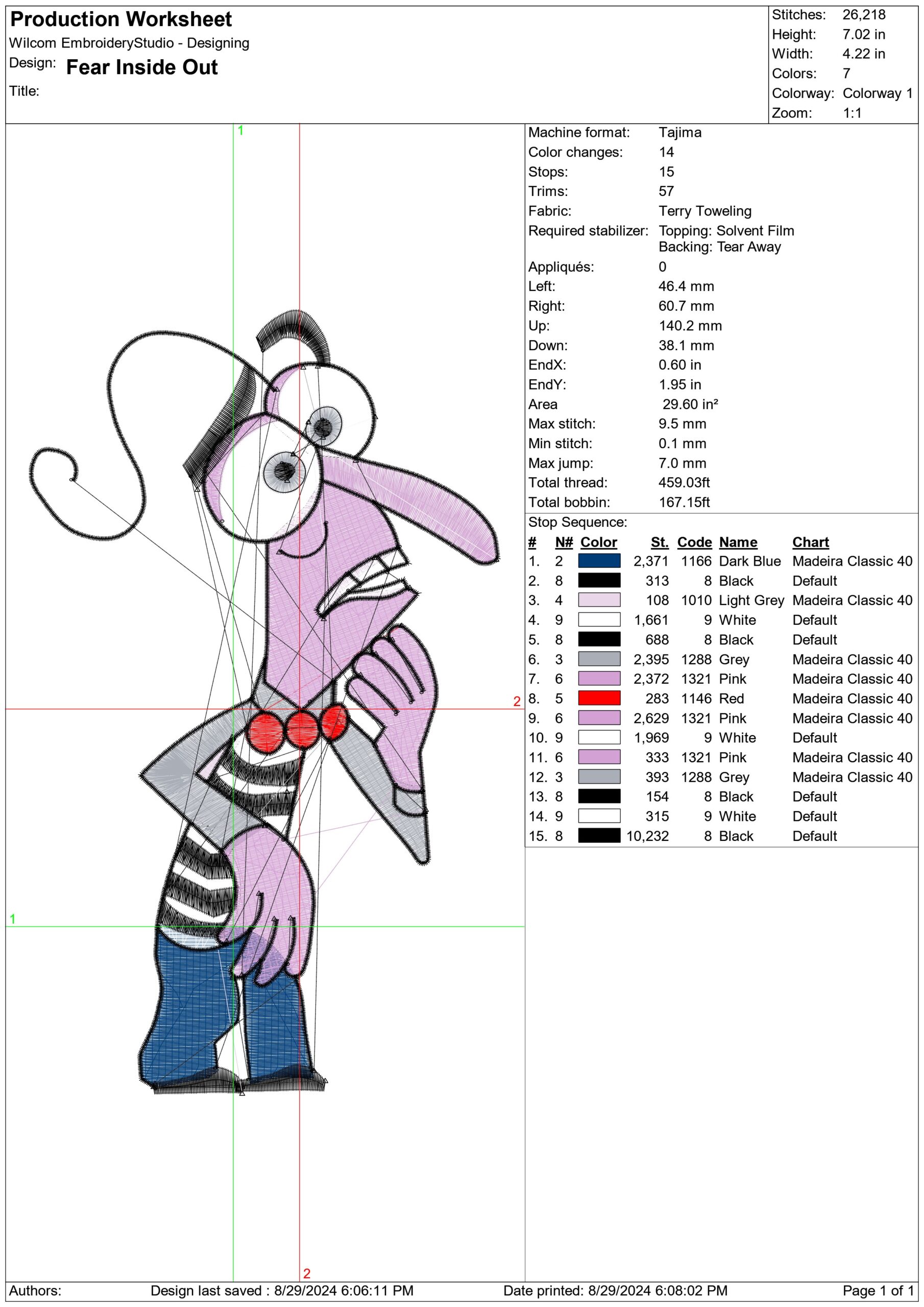 Inside Out Fear - Disney Films embroidery design - embroidery file - instant download — view 2