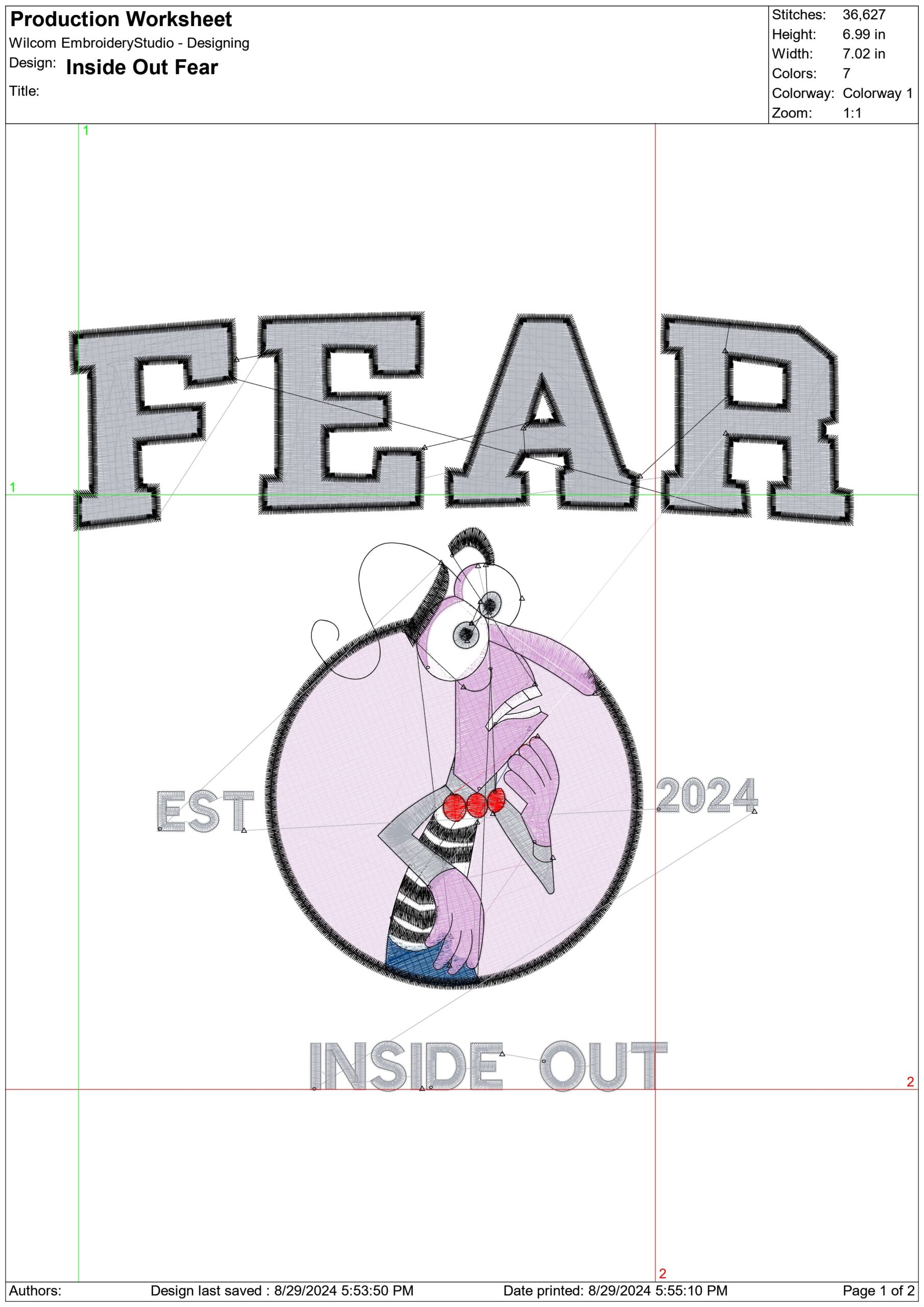 Inside Out Fear Emblem- Disney Films embroidery design - embroidery file - instant download — view 2