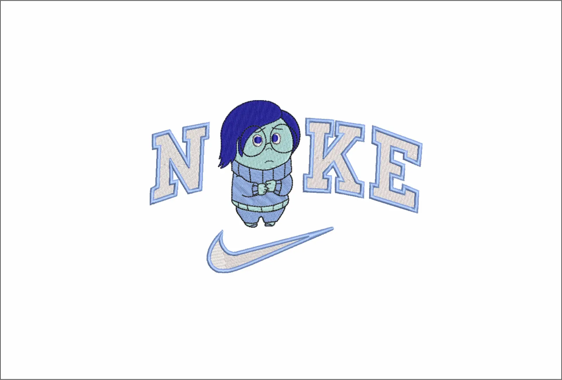 Nike Inside Out Sadness - Disney Films embroidery design - embroidery file - instant download