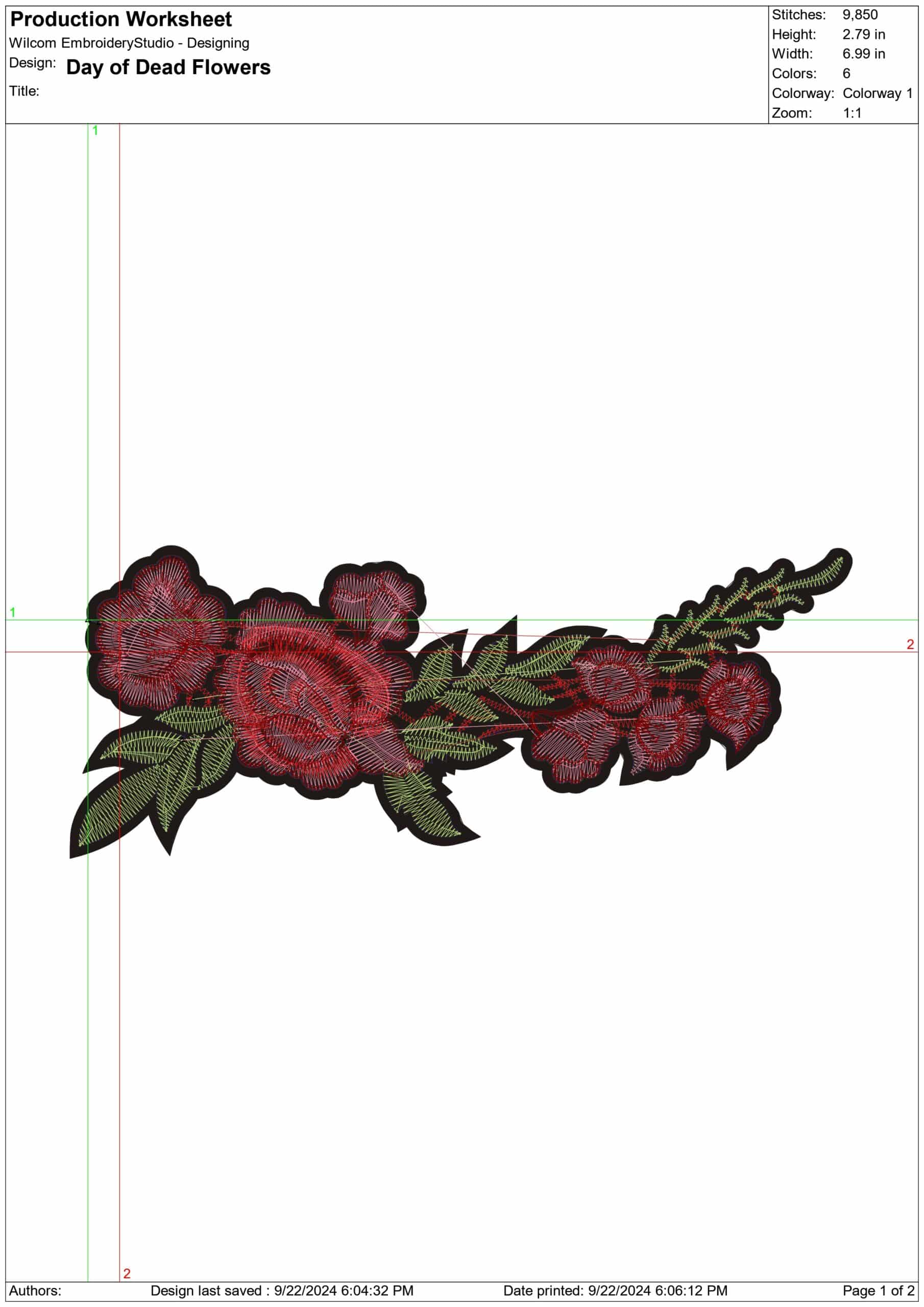 Day of Dead Flowers - Day of the Dead - Halloween embroidery design - embroidery file - instant download — view 2