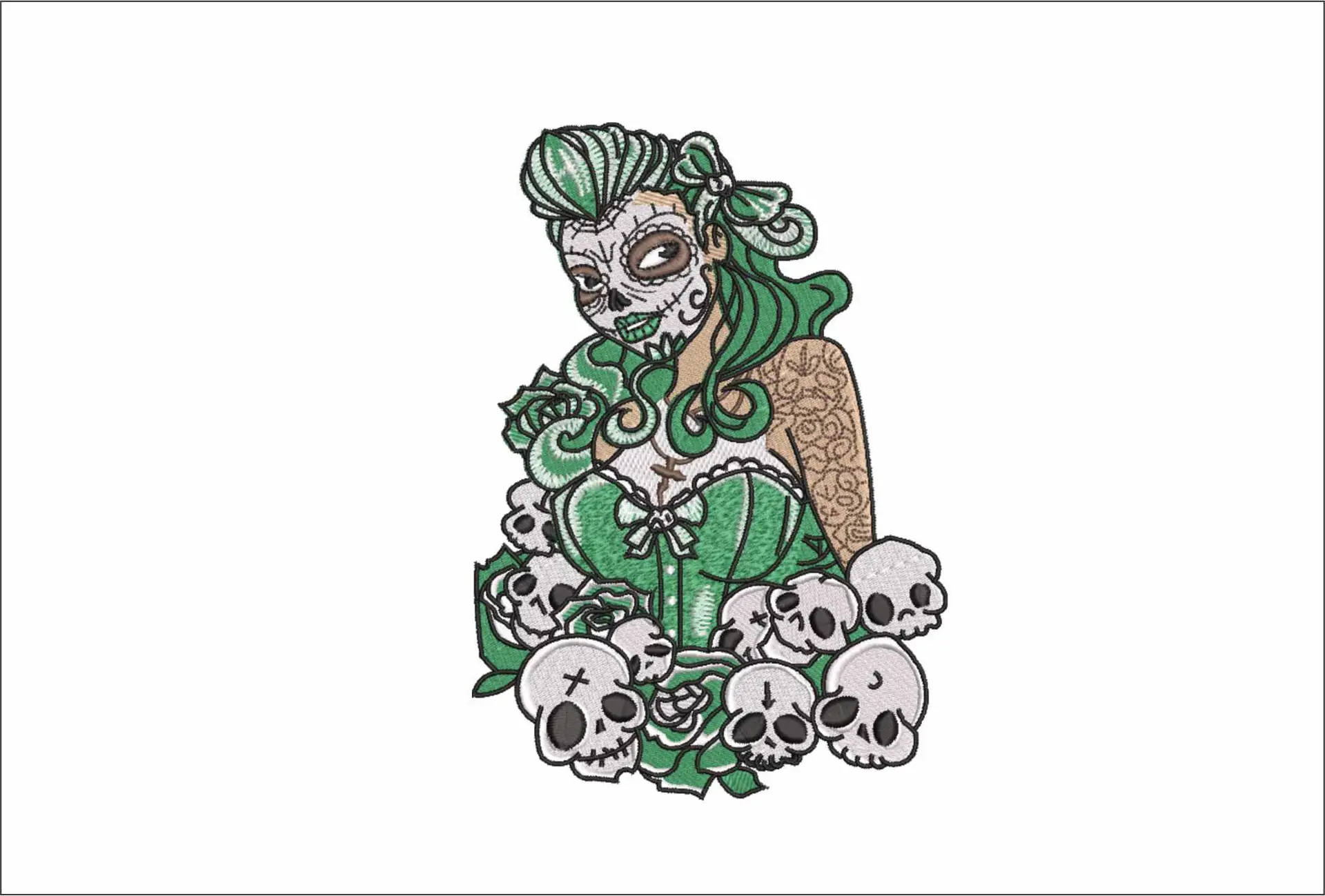 Day of Dead Lady with Skulls - Day of the Dead - Halloween embroidery design - embroidery file - instant download