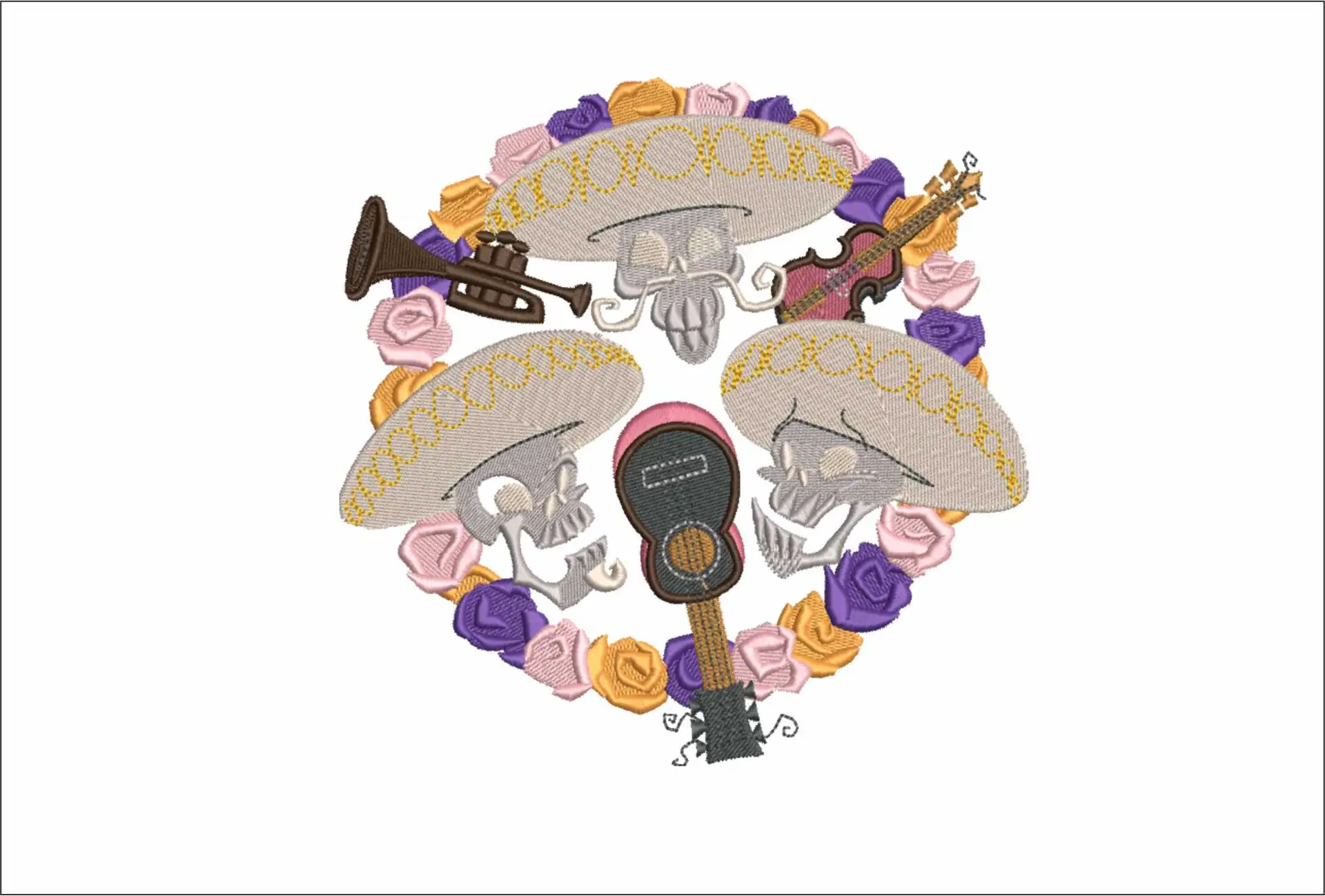 Day of Dead Mariachi Band - Day of the Dead - Halloween embroidery design - embroidery file - instant download