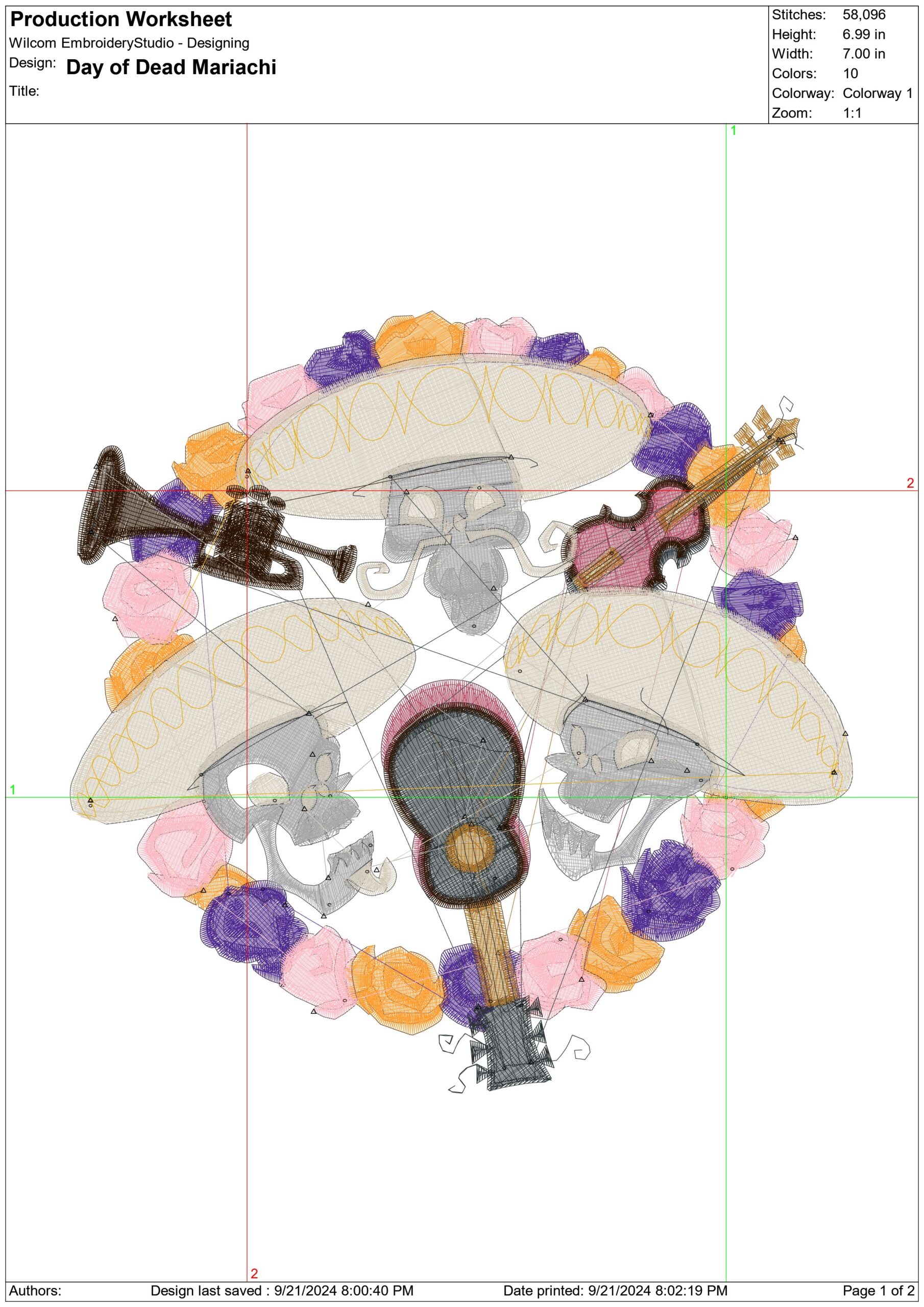 Day of Dead Mariachi Band - Day of the Dead - Halloween embroidery design - embroidery file - instant download — view 2