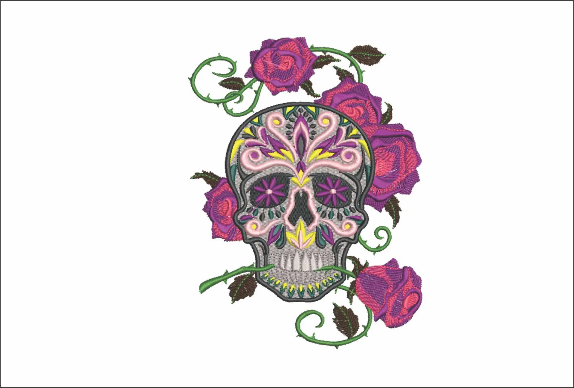 Day of Dead Death Flower Sugar Skull - Day of the Dead - Halloween embroidery design - embroidery file - instant download