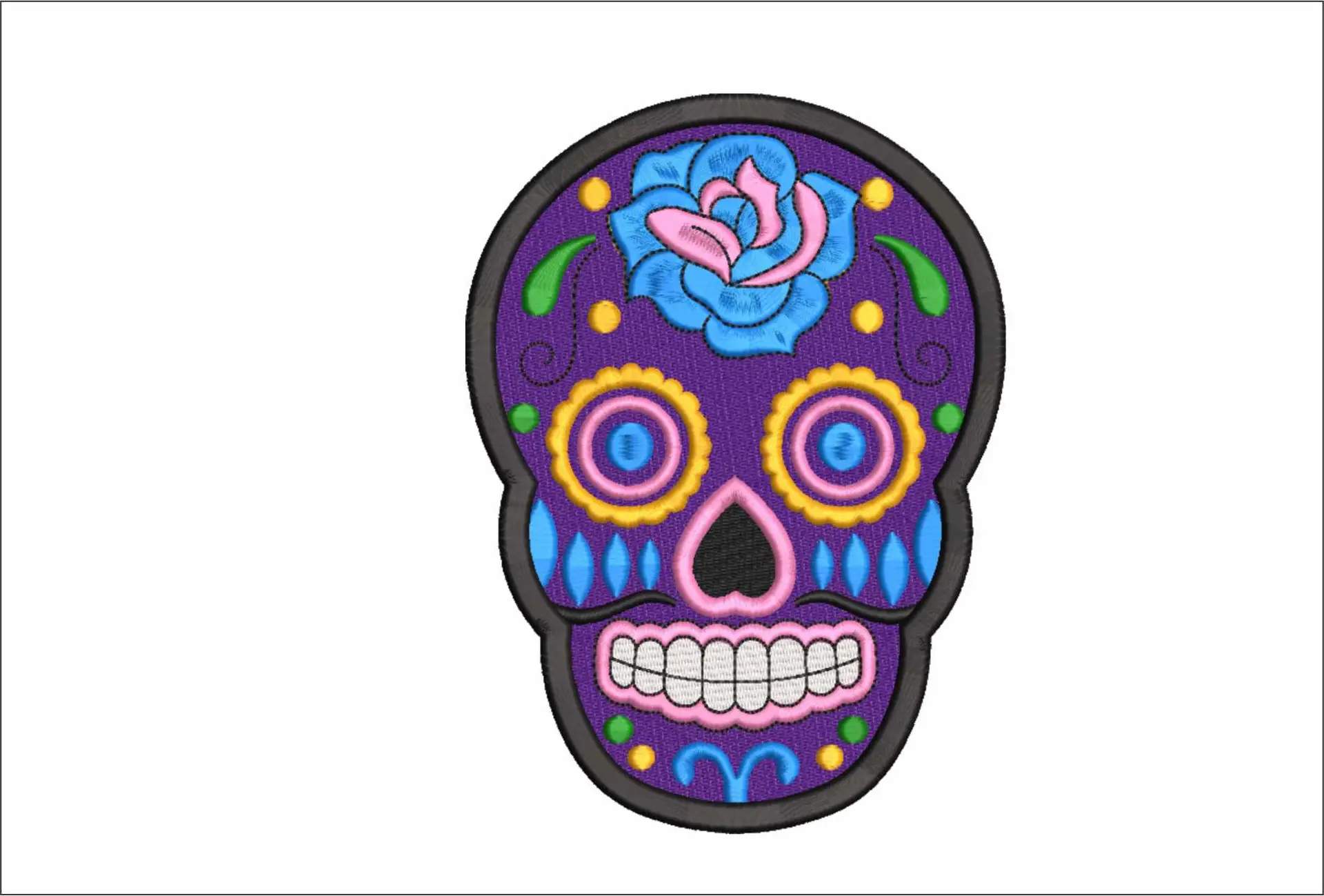 Day of Dead Death Sugar Skull Blue Flowers- Day of the Dead - Halloween embroidery design - embroidery file - instant download