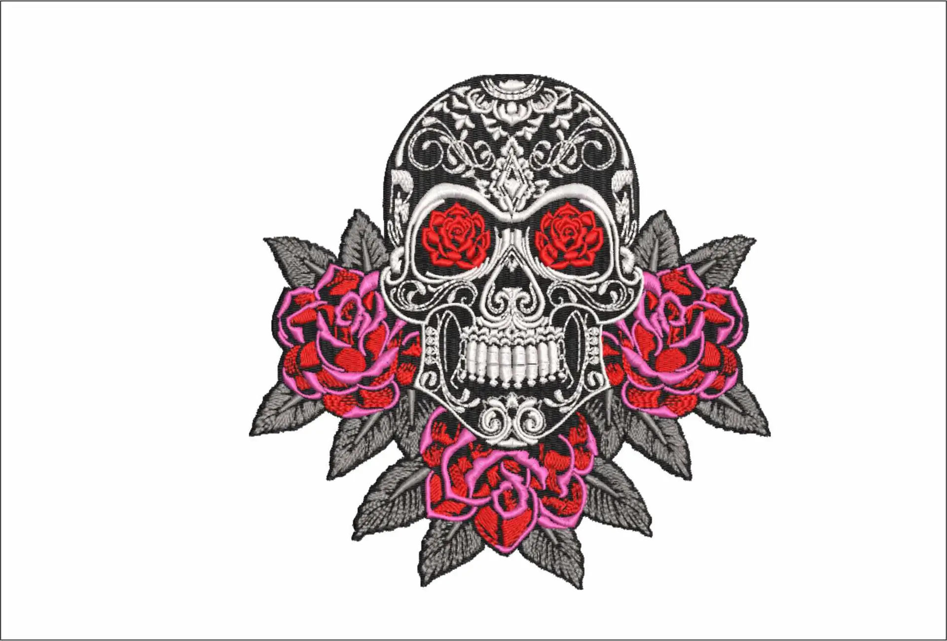 Sugar Skull Flower Wreath Day of Dead - Day of the Dead - Halloween embroidery design - embroidery file - instant download