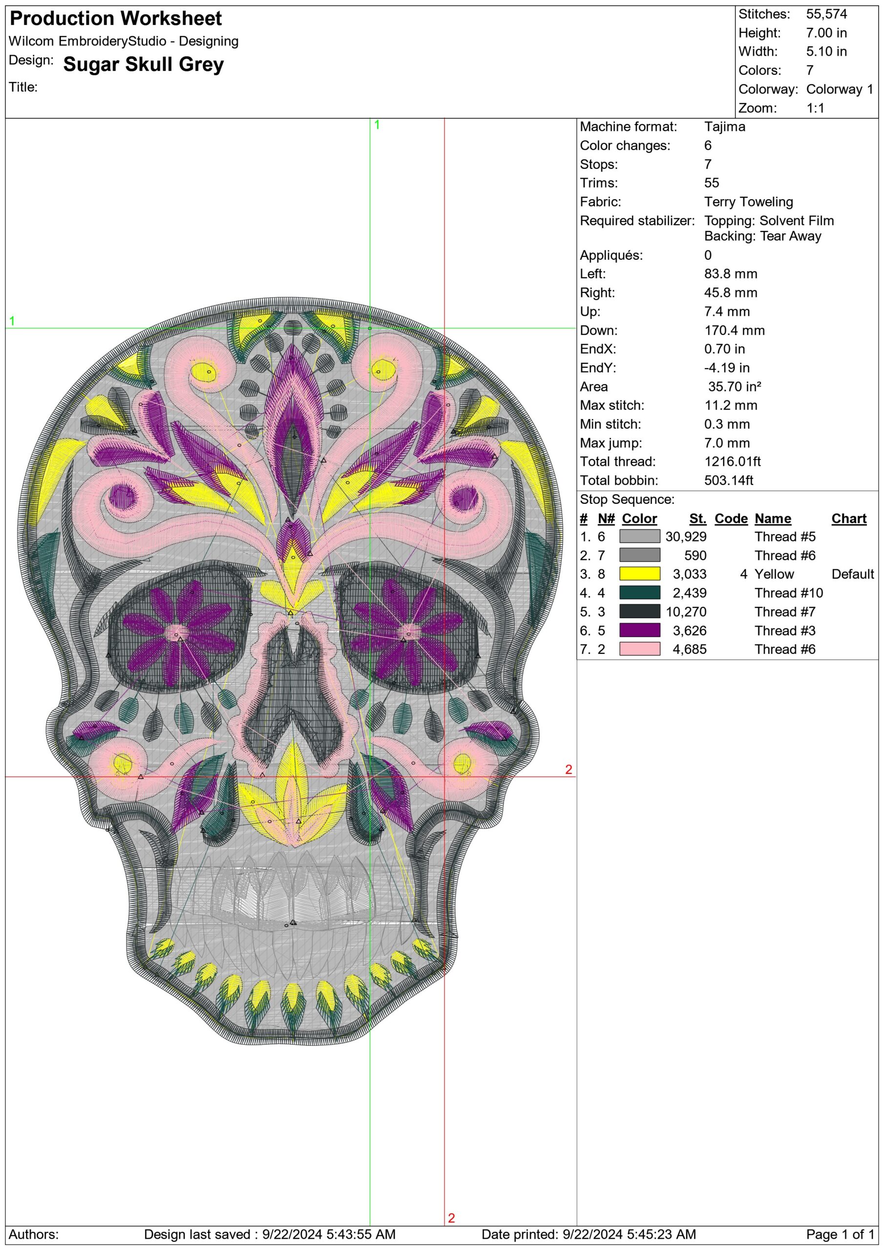 Sugar Skull Grey Day of Dead - Day of the Dead - Halloween embroidery design - embroidery file - instant download — view 2