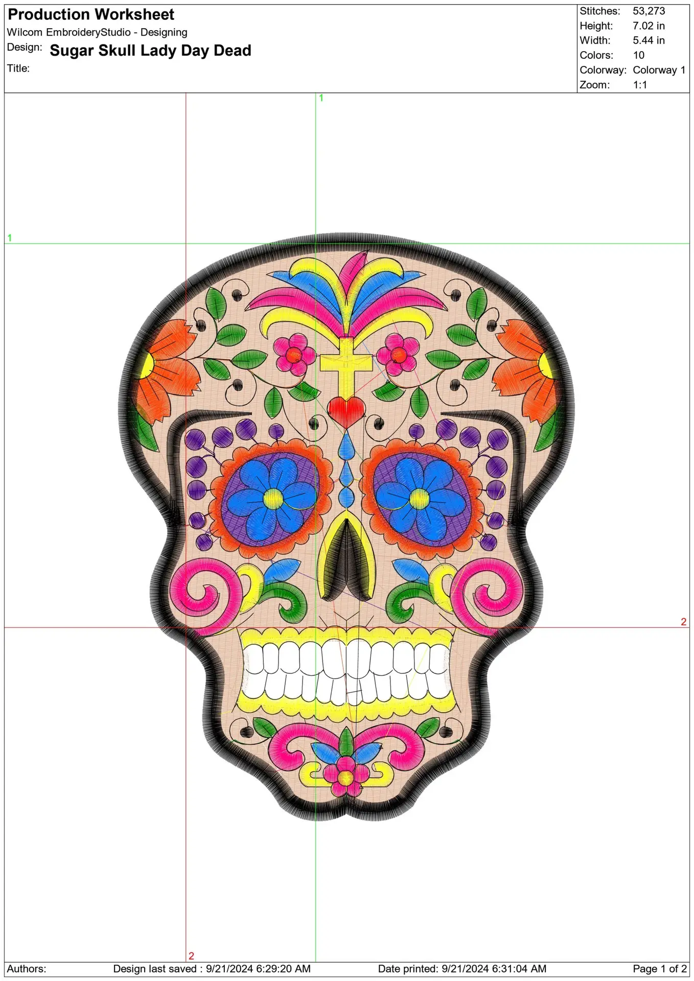 Sugar Skull Lady Day of the Dead - Halloween embroidery design - embroidery file - instant download — view 2