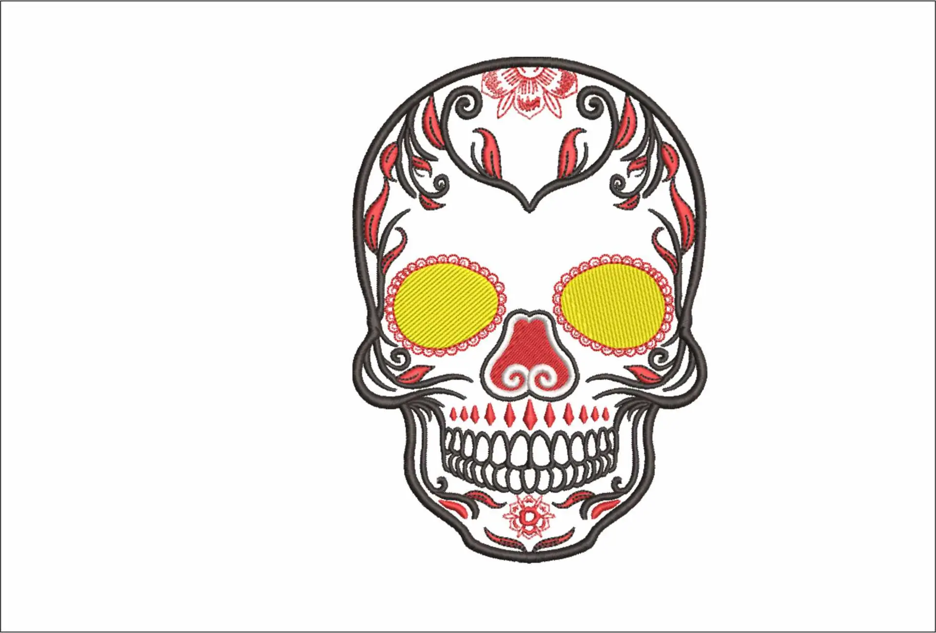 Sugar Skull Open Day of the Dead - Halloween embroidery design - embroidery file - instant download