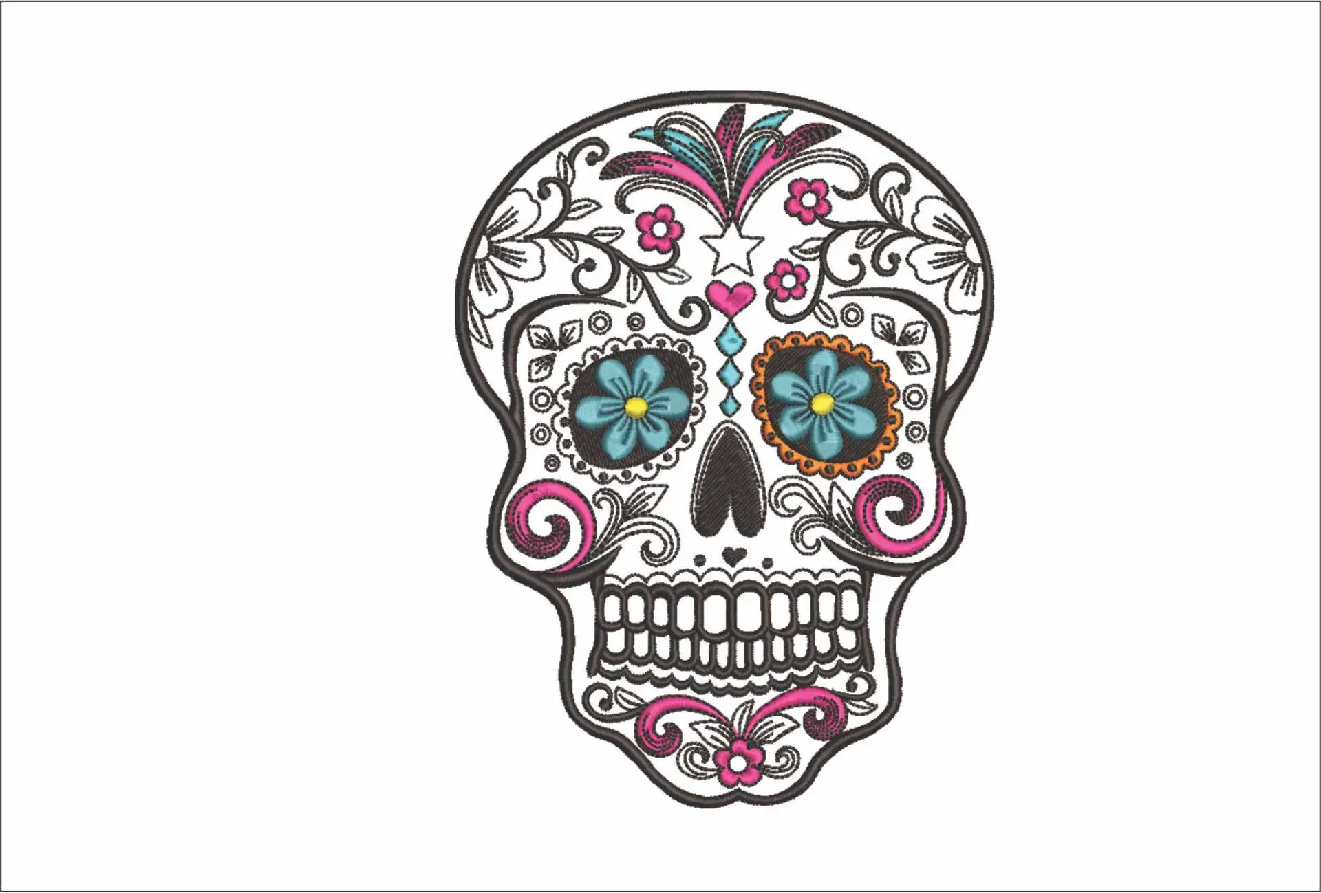 Sugar Skull Open Lady Day of the Dead - Halloween embroidery design - embroidery file - instant download