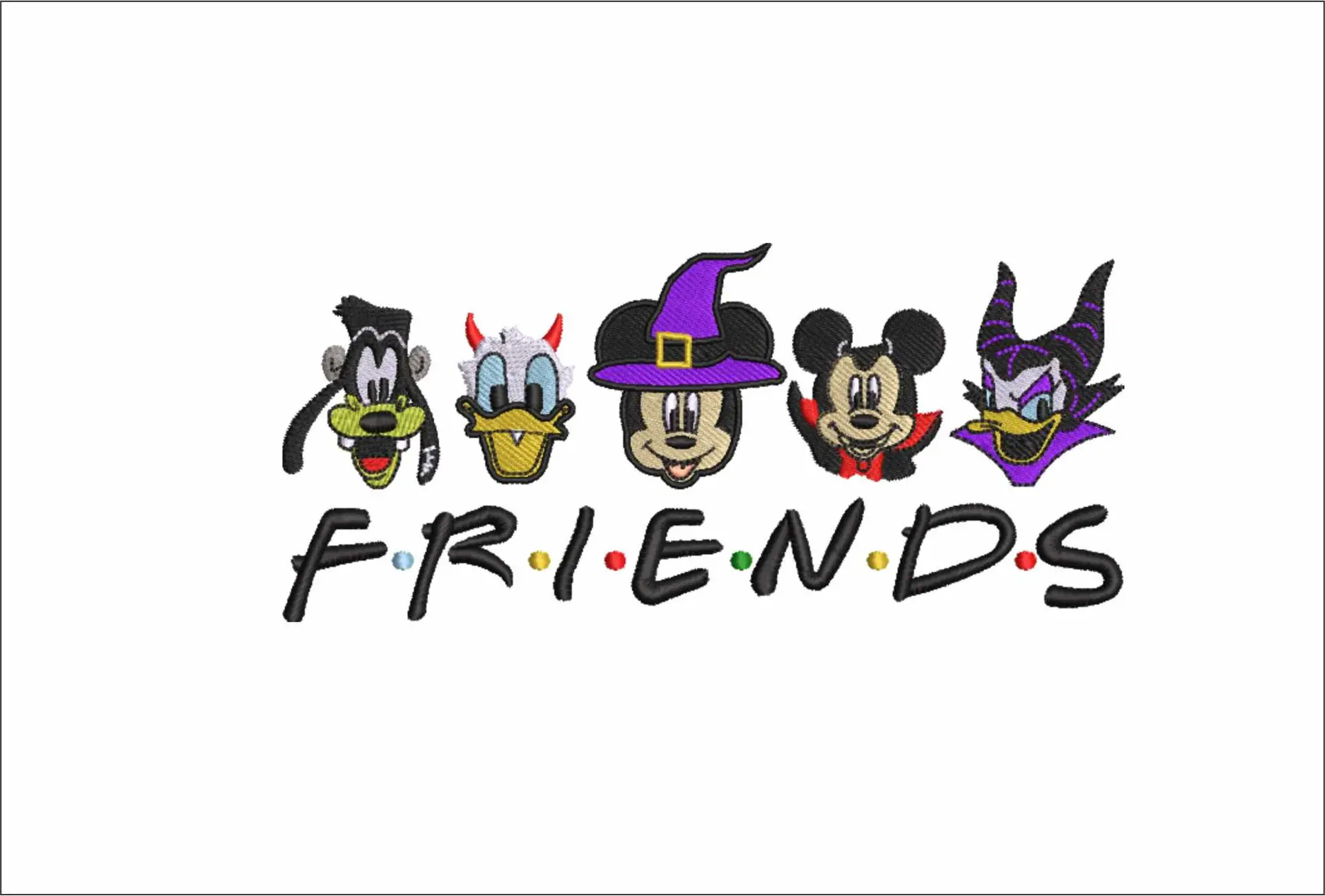 Mickey and Friends in Halloween - Halloween embroidery design - embroidery file - instant download