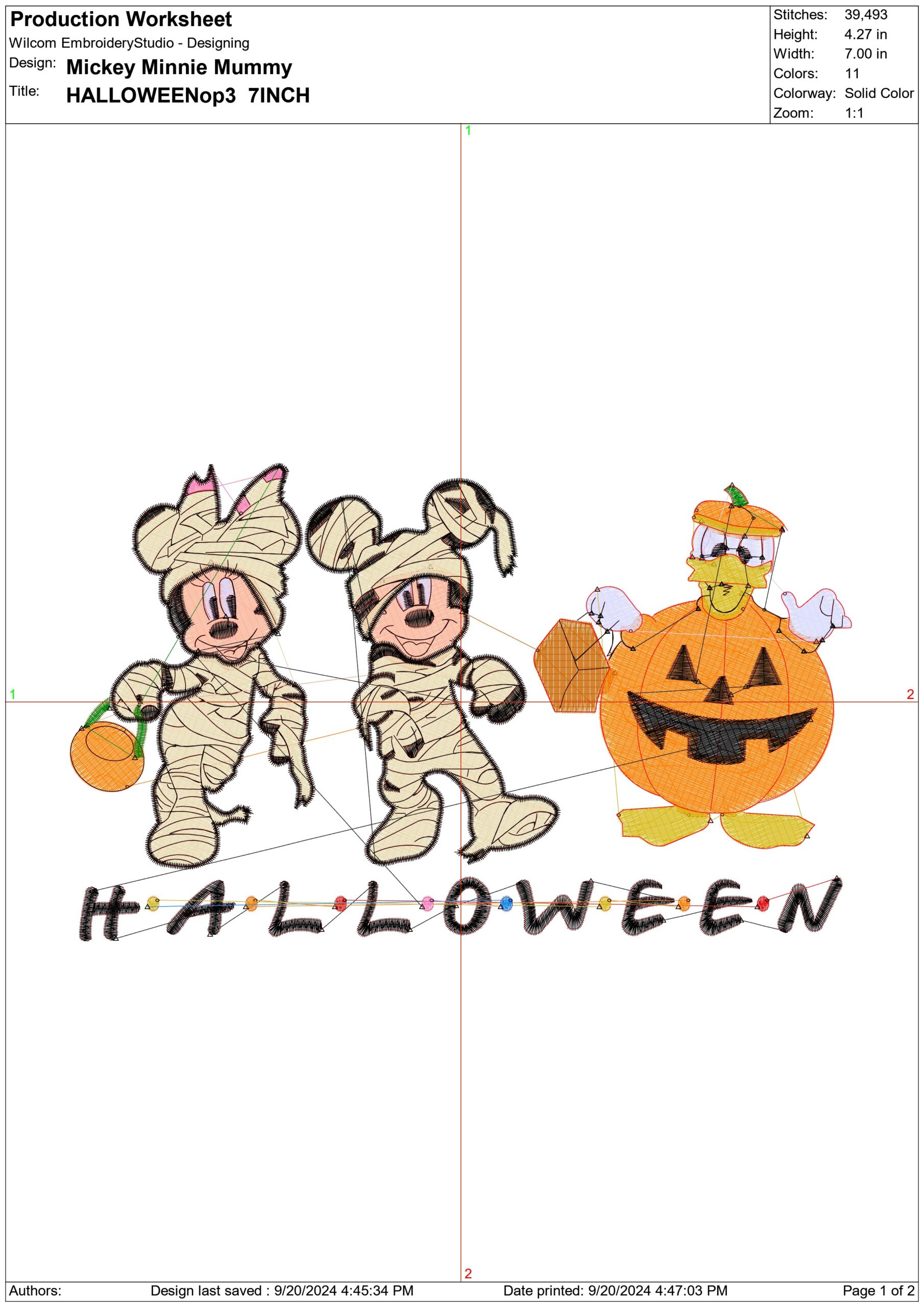 Mickey and Minnie in Mummy Outfits - Halloween embroidery design - embroidery file - instant download — view 2
