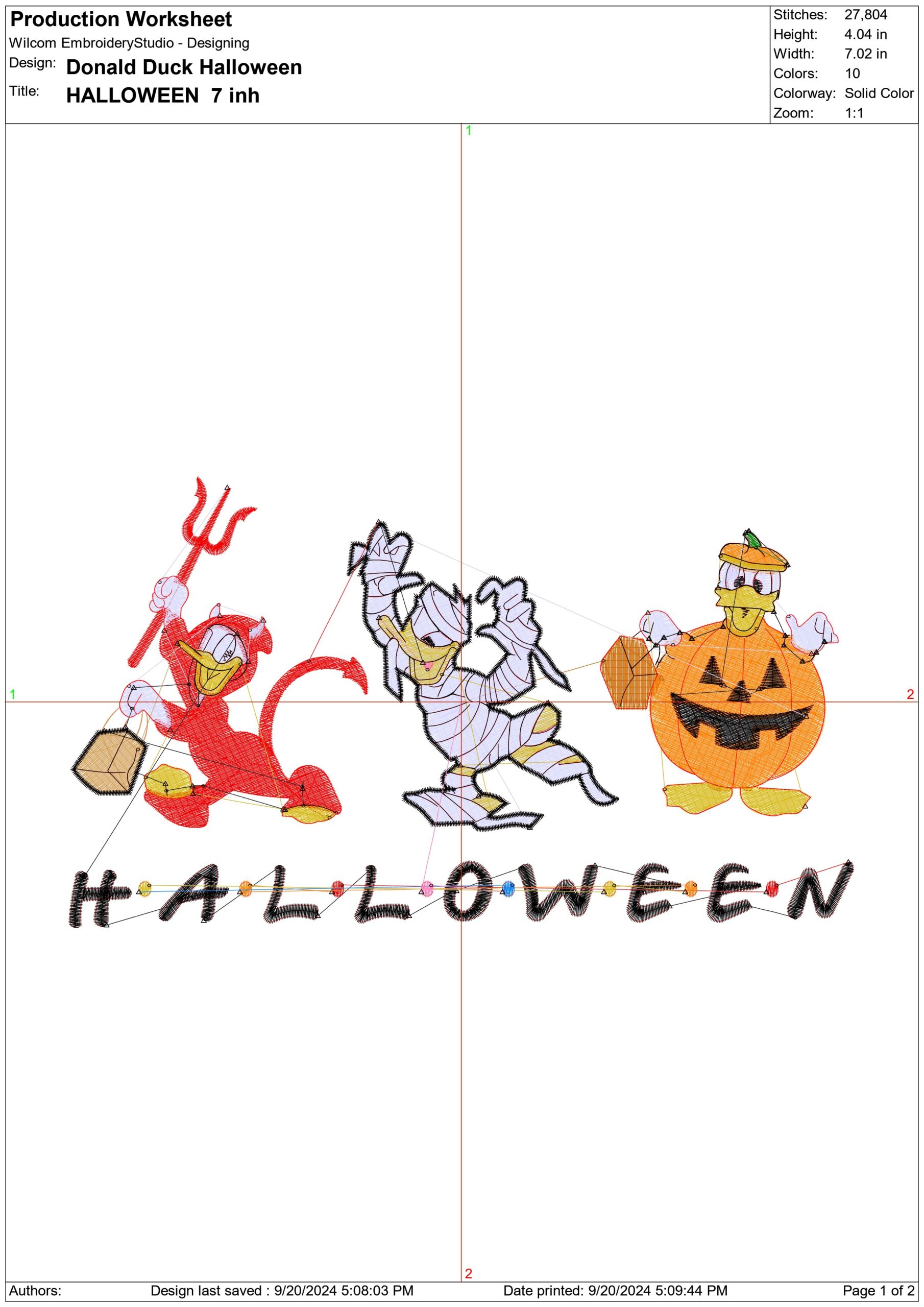 Donald Duck - Halloween embroidery design - embroidery file - instant download — view 2