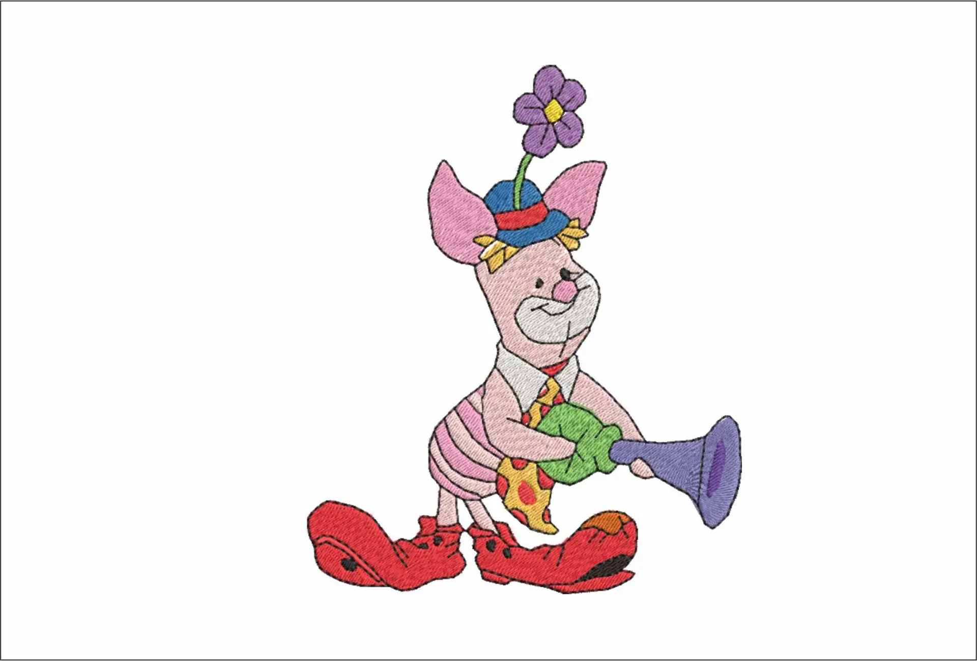 Piglet Clown - Halloween embroidery design - embroidery file - instant download