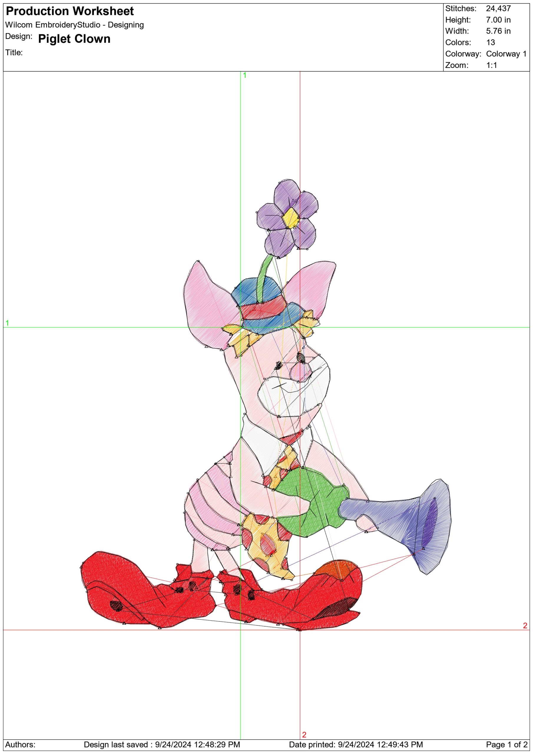 Piglet Clown - Halloween embroidery design - embroidery file - instant download — view 2