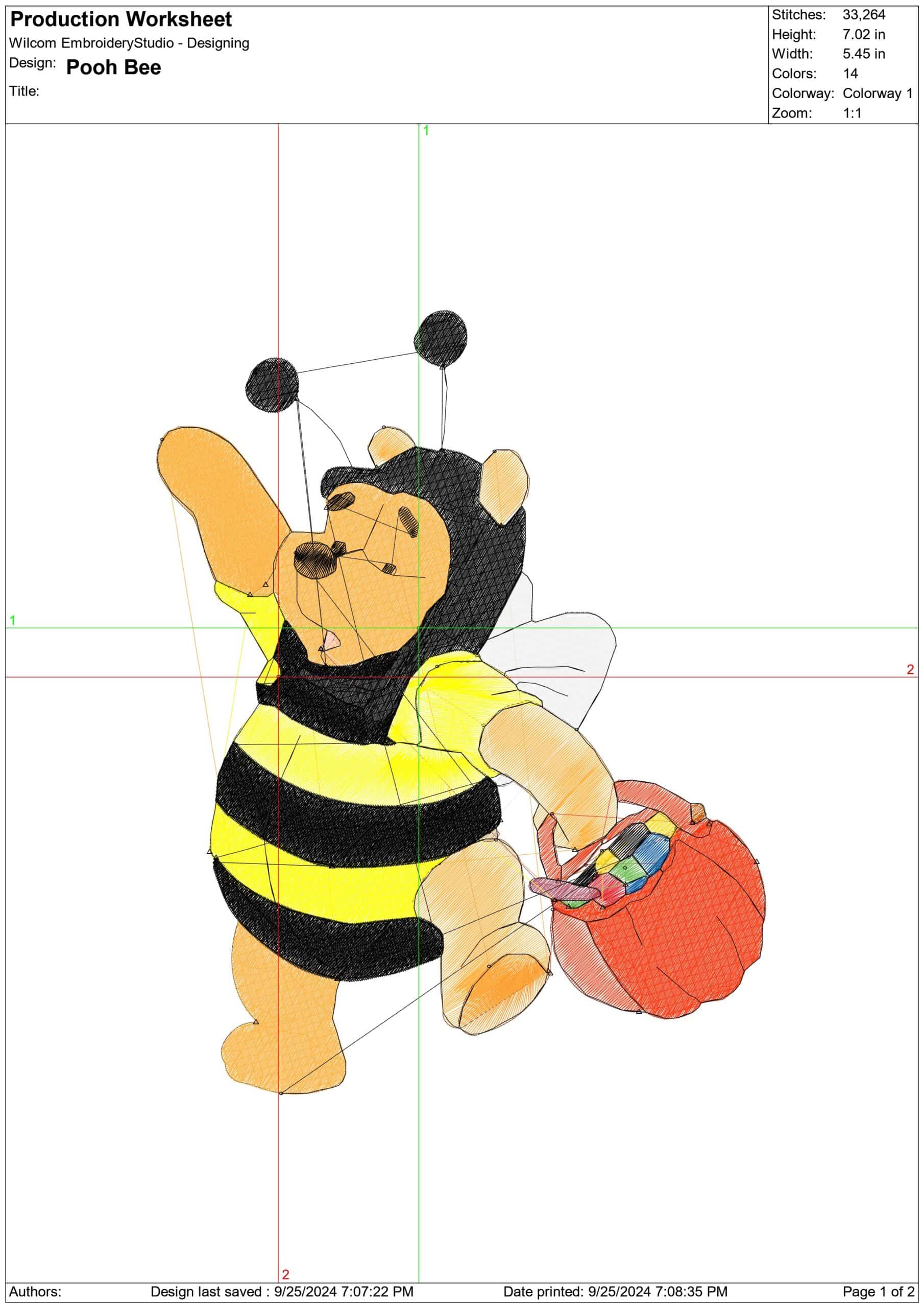 Pooh in Bee Outfit - Halloween embroidery design - embroidery file - instant download — view 2