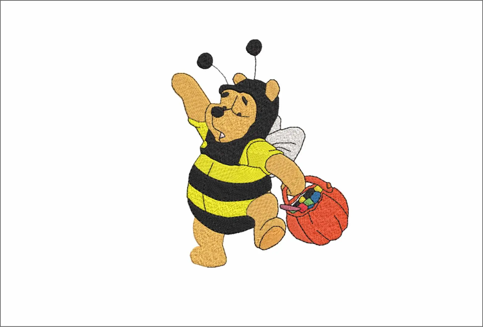 Pooh in Bee Outfit - Halloween embroidery design - embroidery file - instant download