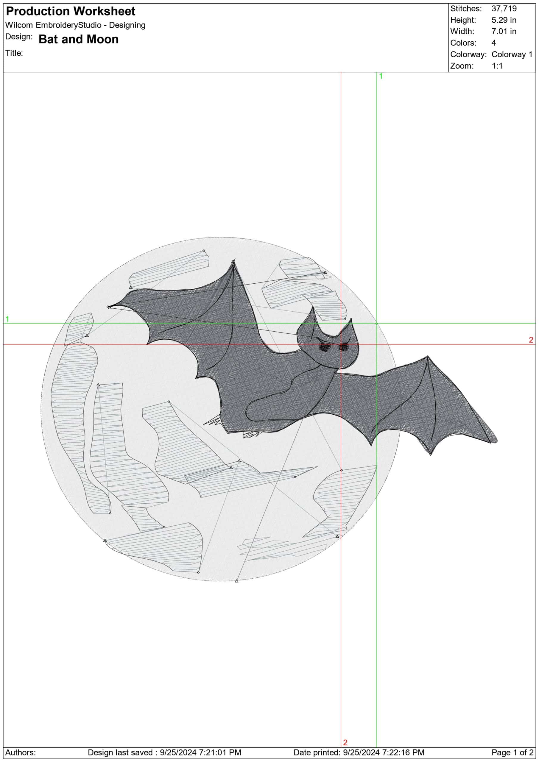 Bat and Moon - Halloween embroidery design - embroidery file - instant download — view 2
