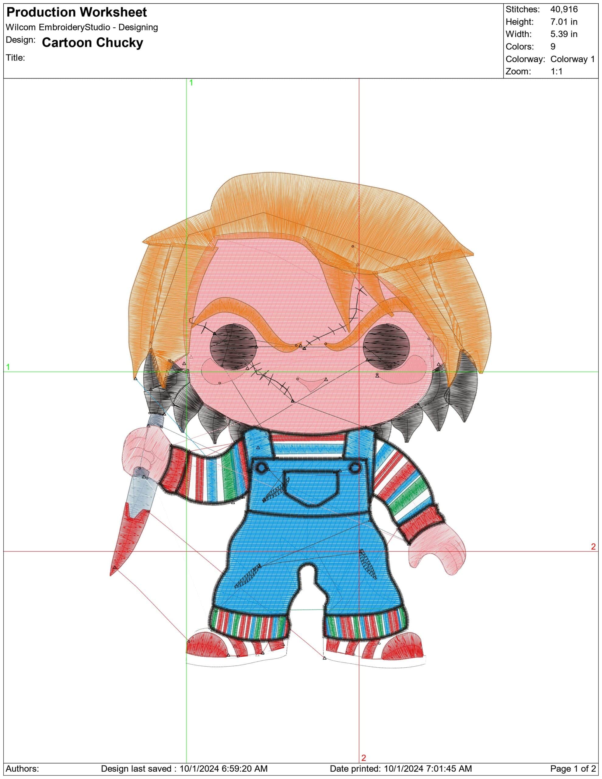 Chucky Cartoon - Halloween embroidery design - embroidery file - instant download — view 2