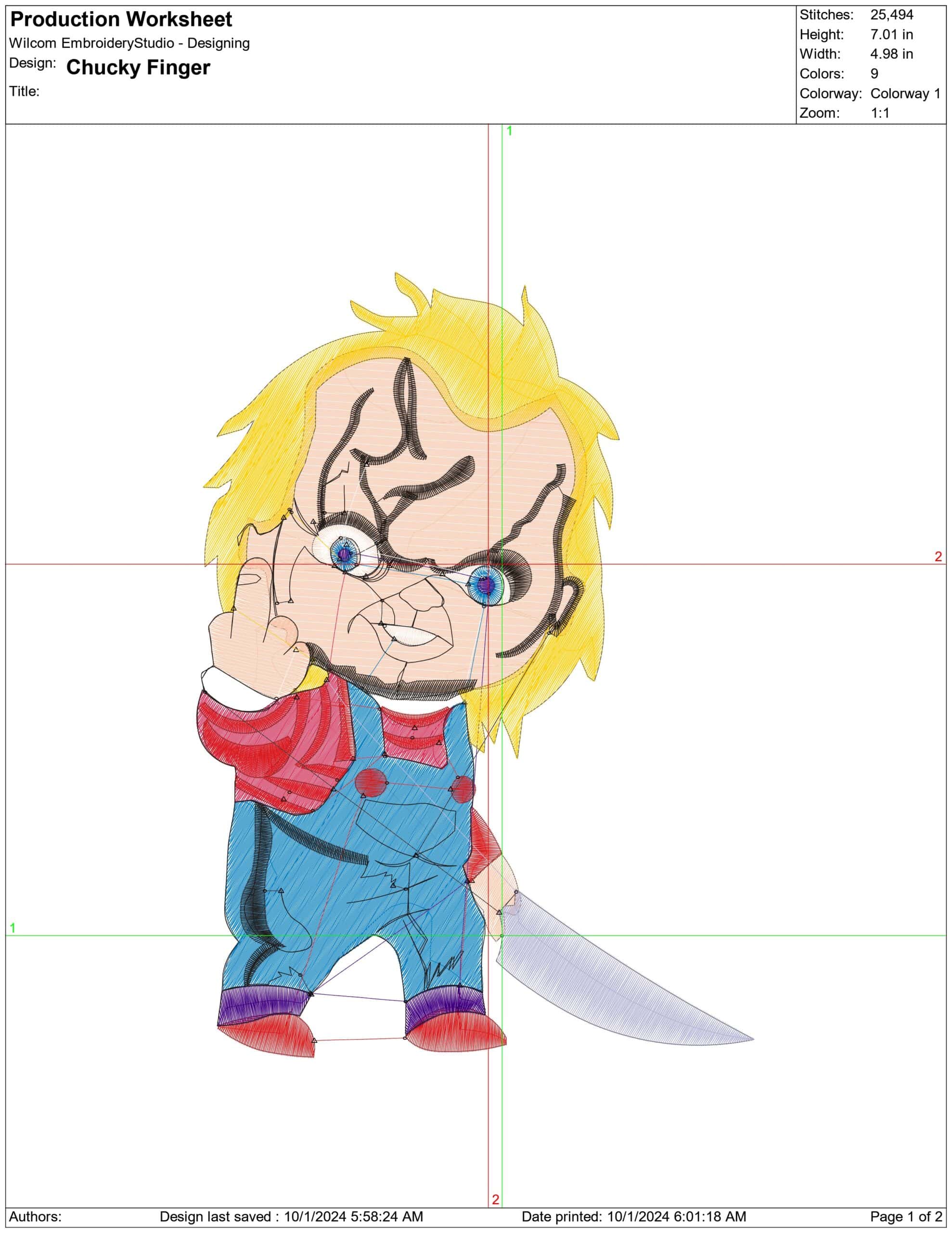 Chucky Finger Cartoon - Halloween embroidery design - embroidery file - instant download — view 2
