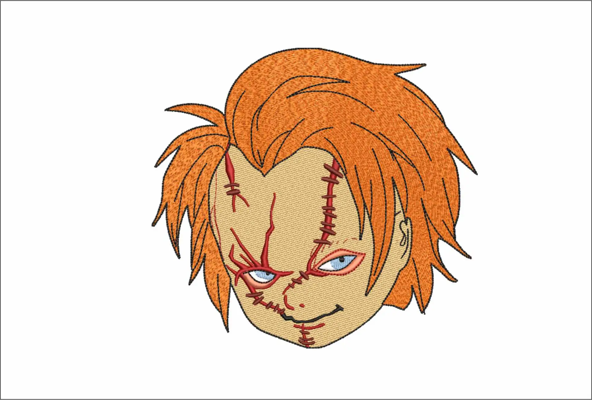 Chucky Scar Head Cartoon - Halloween embroidery design - embroidery file - instant download