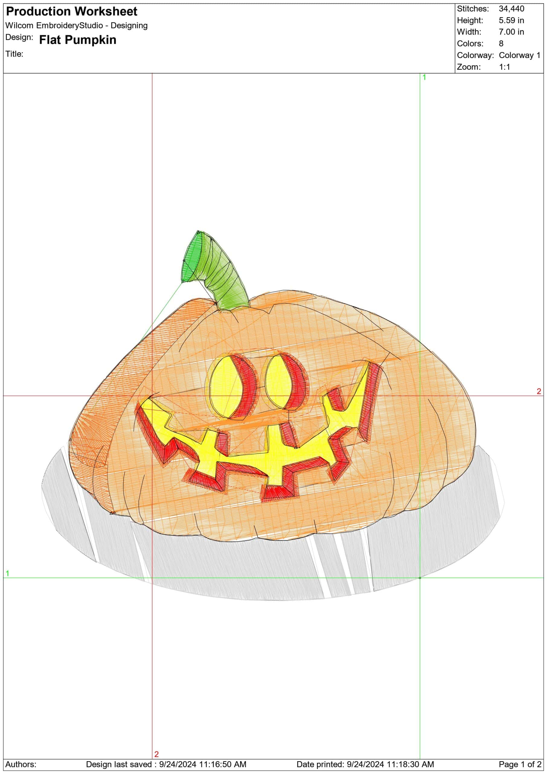 Flat Pumpkin - Halloween embroidery design - embroidery file - instant download — view 2