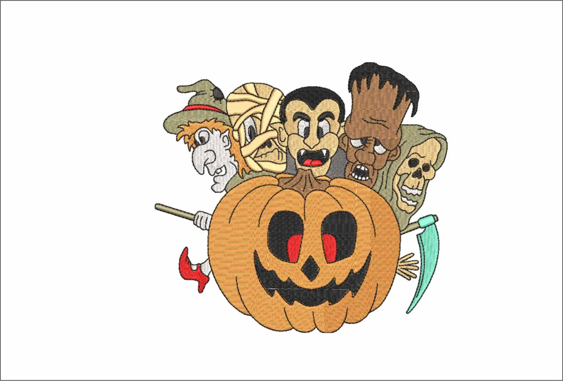 Halloween Mob - Halloween embroidery design - embroidery file - instant download