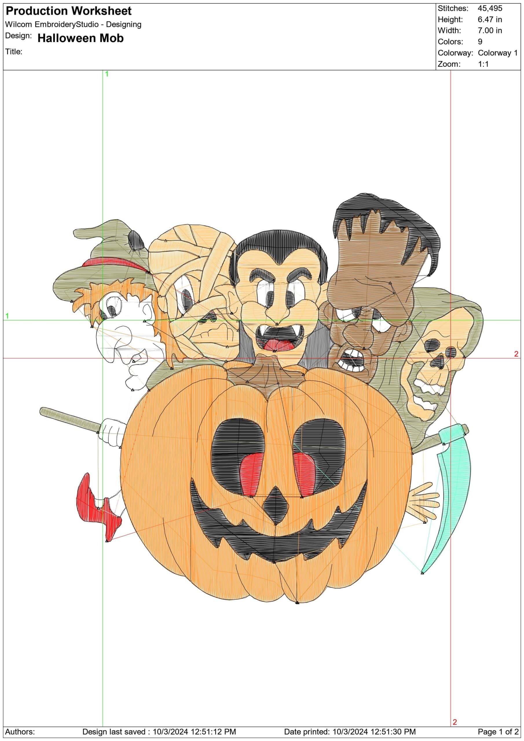 Halloween Mob - Halloween embroidery design - embroidery file - instant download — view 2