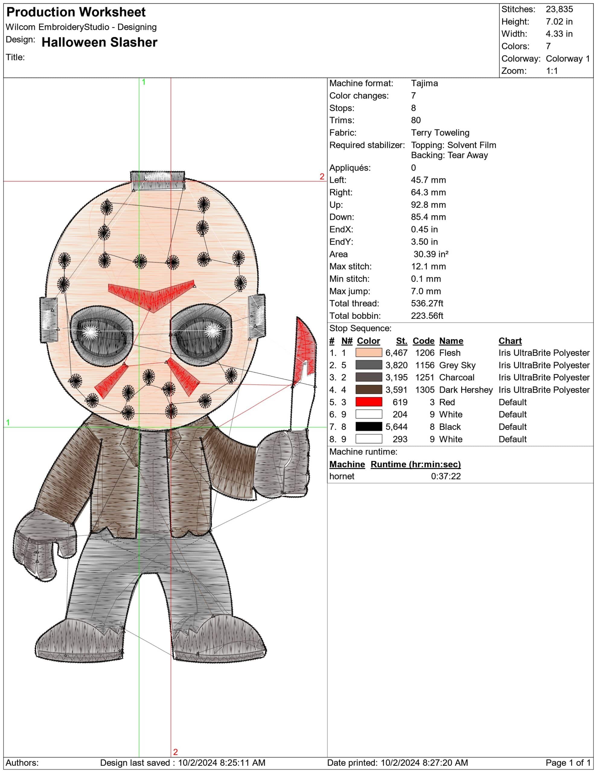Halloween Slasher - Halloween embroidery design - embroidery file - instant download — view 2