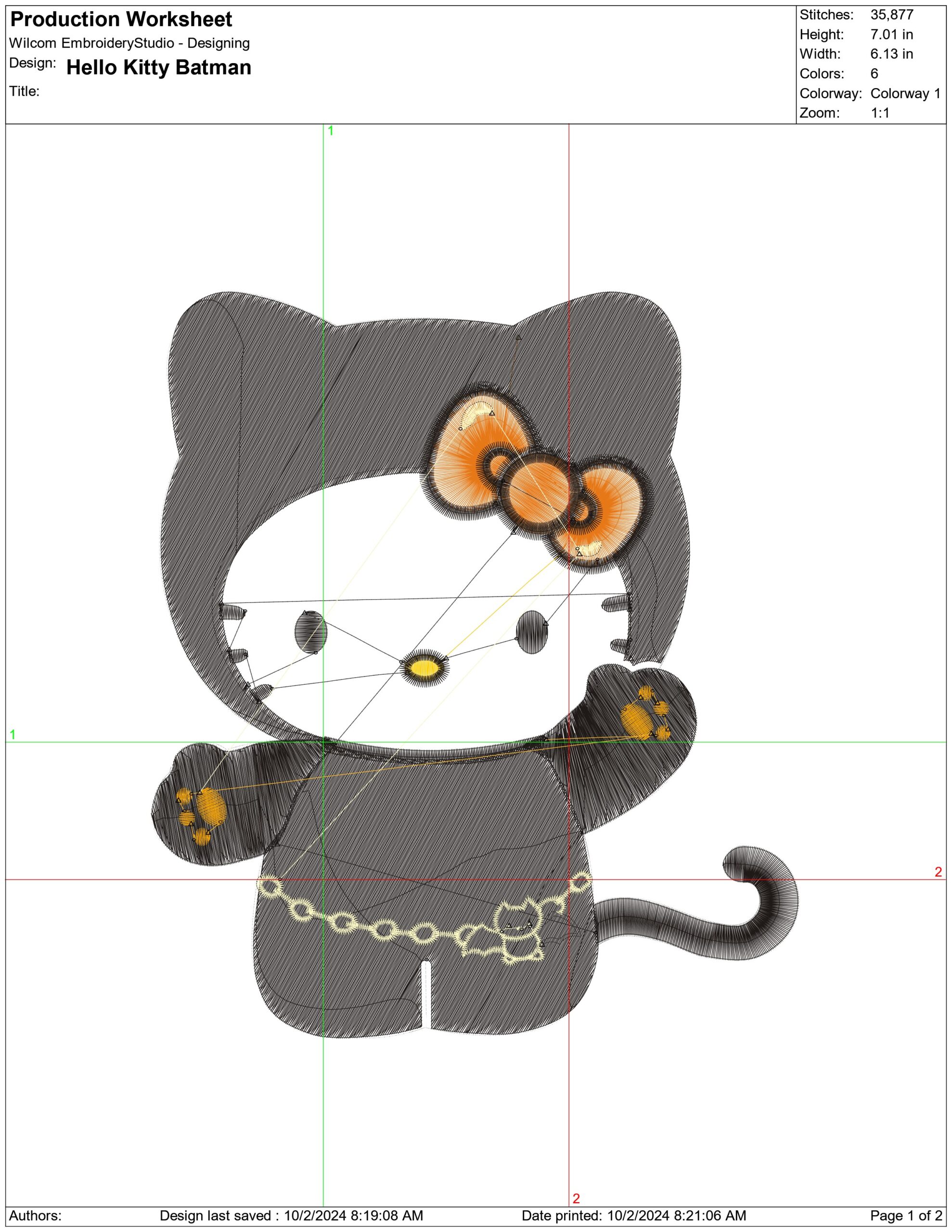 Hello Kitty Batman - Halloween embroidery design - embroidery file - instant download — view 2