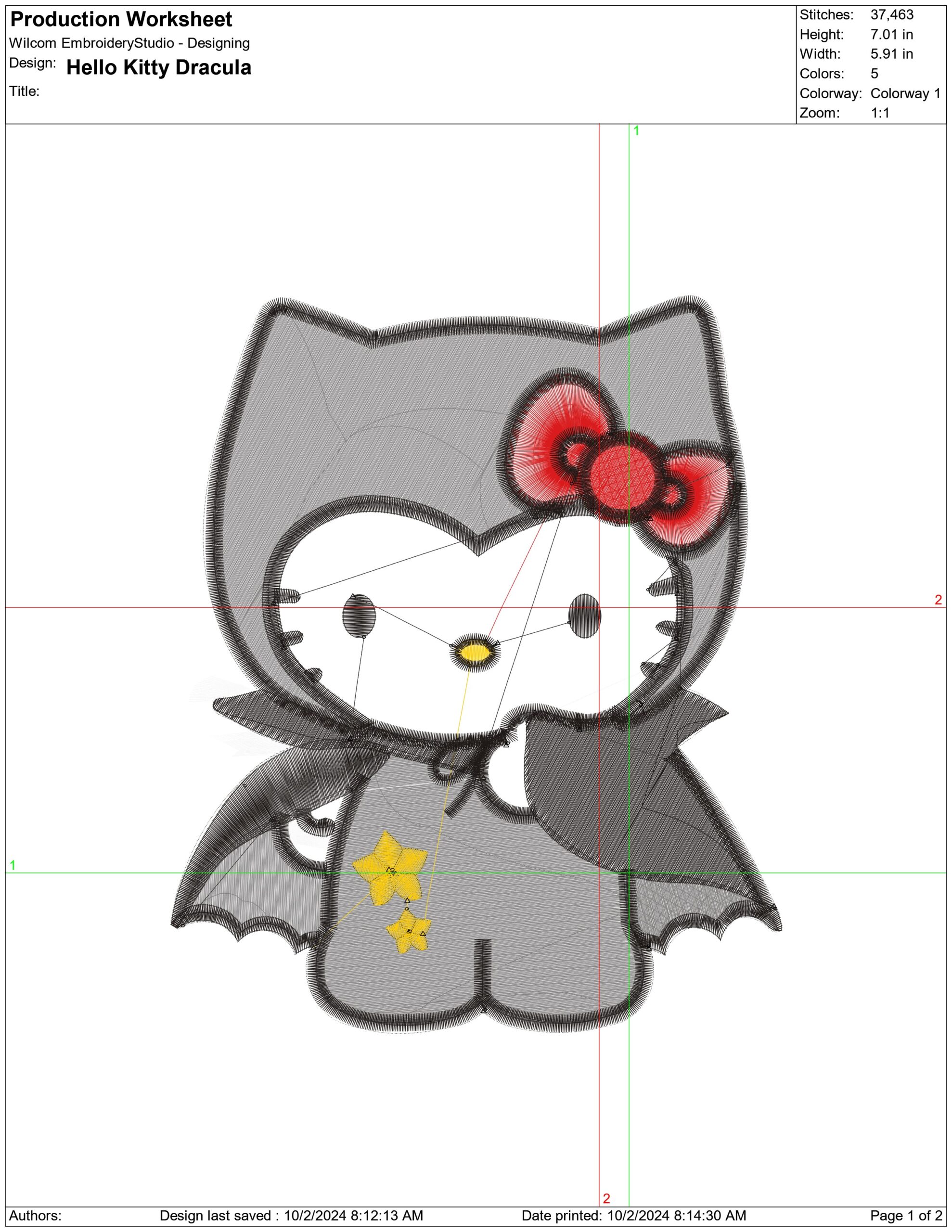 Hello Kitty Dracula - Halloween embroidery design - embroidery file - instant download — view 2