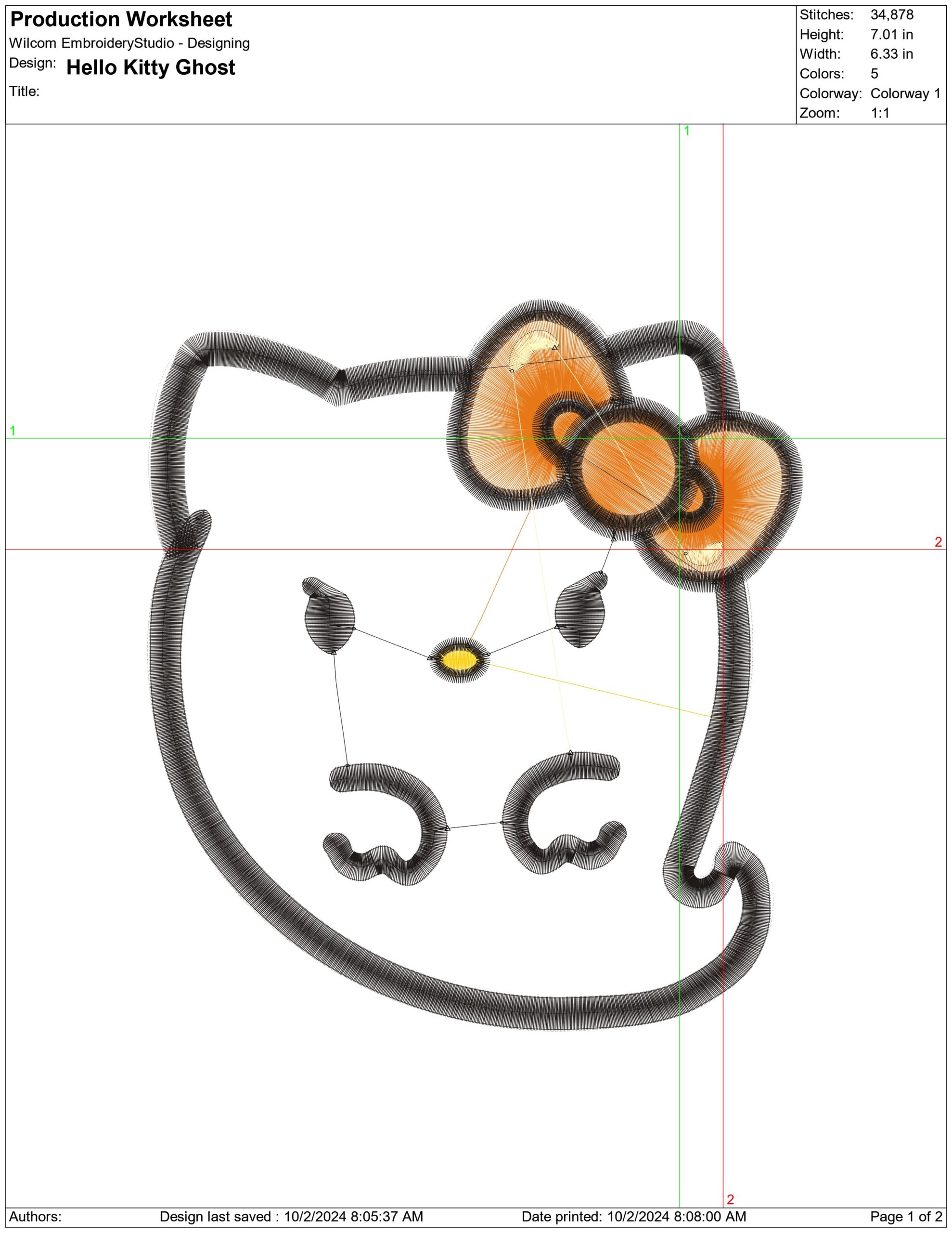 Hello Kitty Ghost - Halloween embroidery design - embroidery file - instant download — view 2
