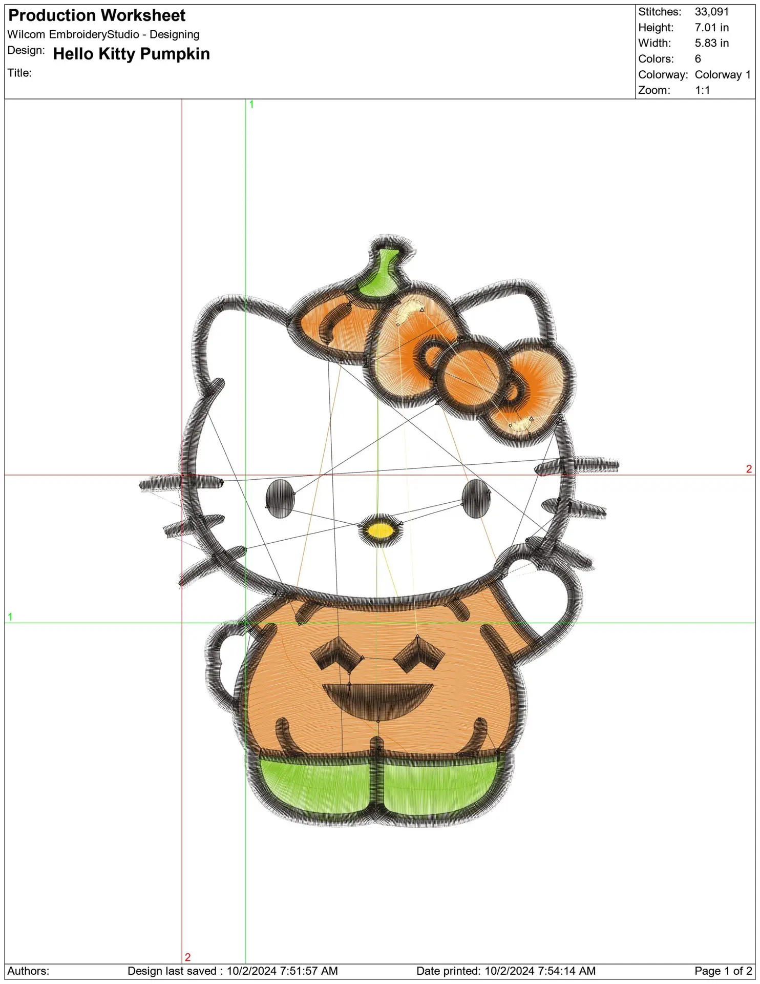 Hello Kitty Pumpkin - Halloween embroidery design - embroidery file - instant download — view 2