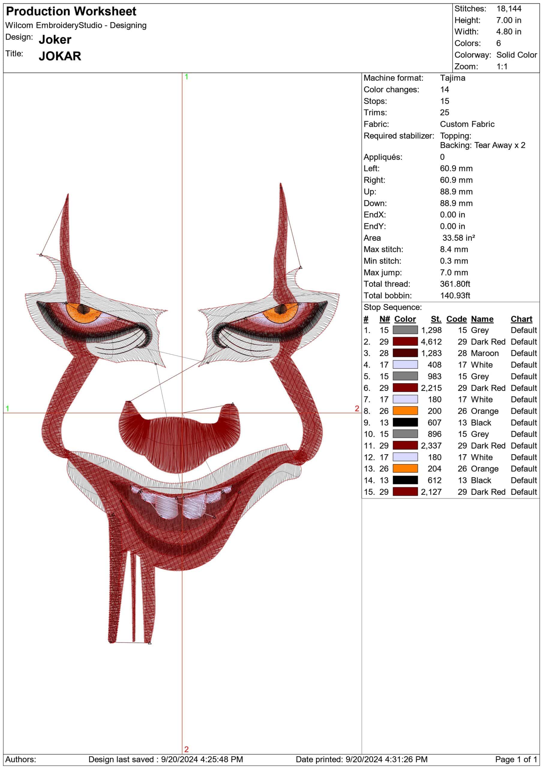Joker - Halloween embroidery design - embroidery file - instant download — view 2