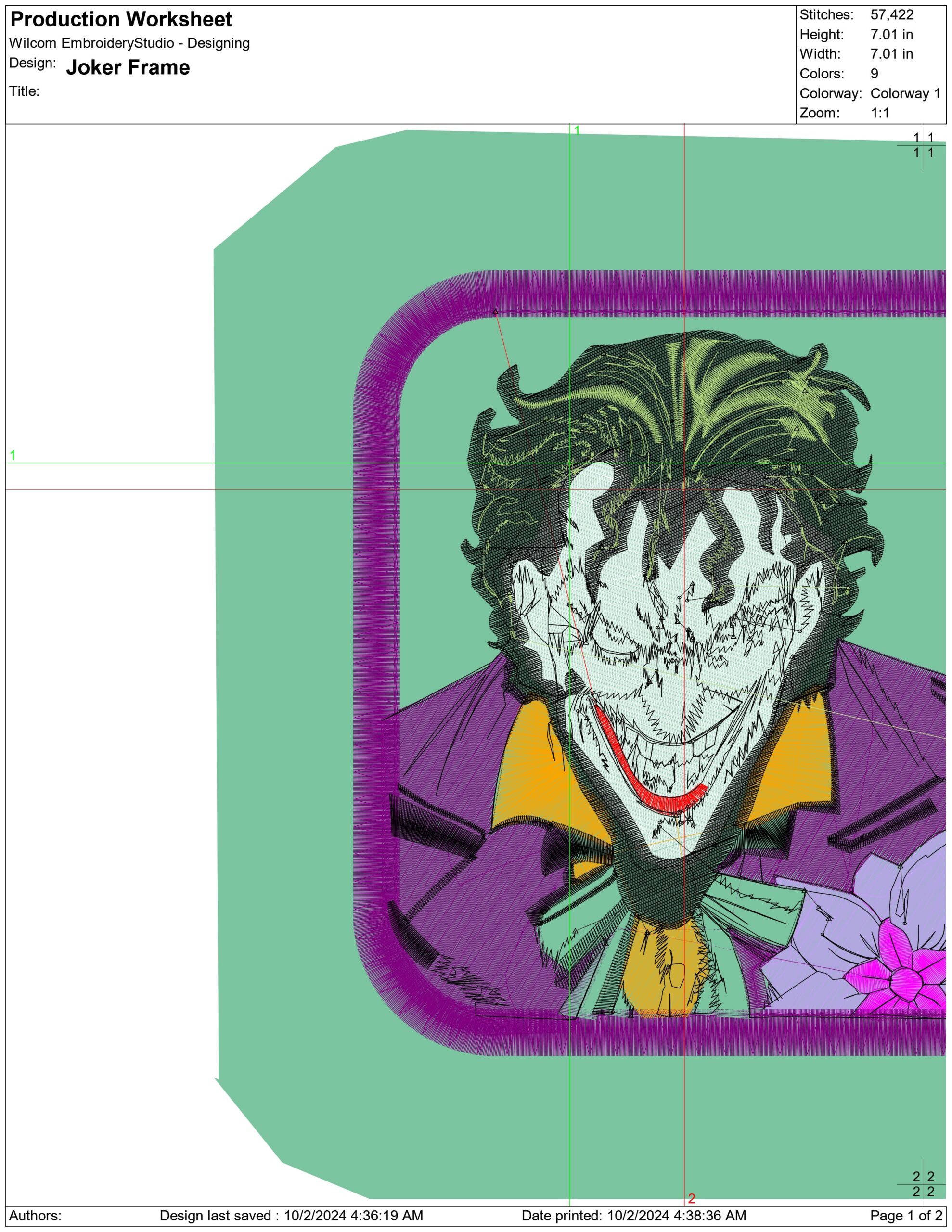 Joker Frame - Halloween embroidery design - embroidery file - instant download — view 3