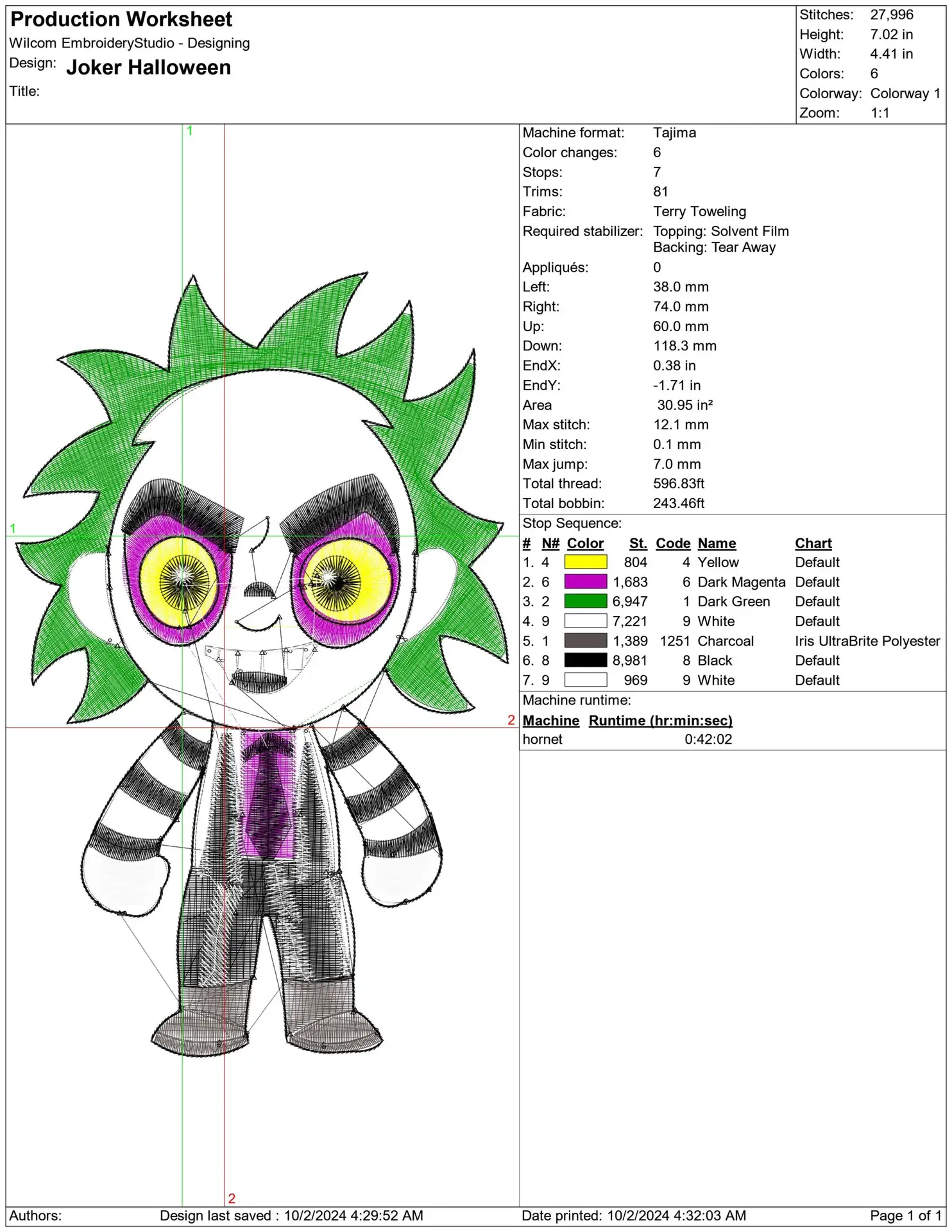 Joker Halloween embroidery design - embroidery file - instant download — view 2