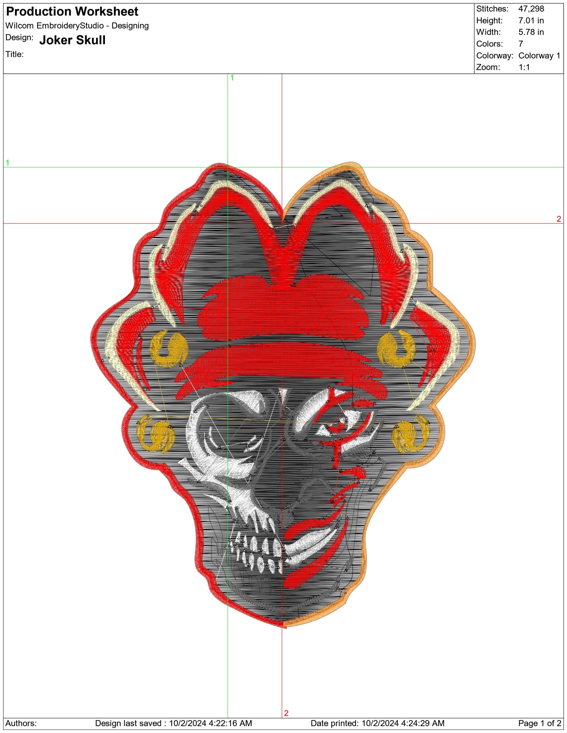Joker Skull - Halloween embroidery design - embroidery file - instant download — view 2