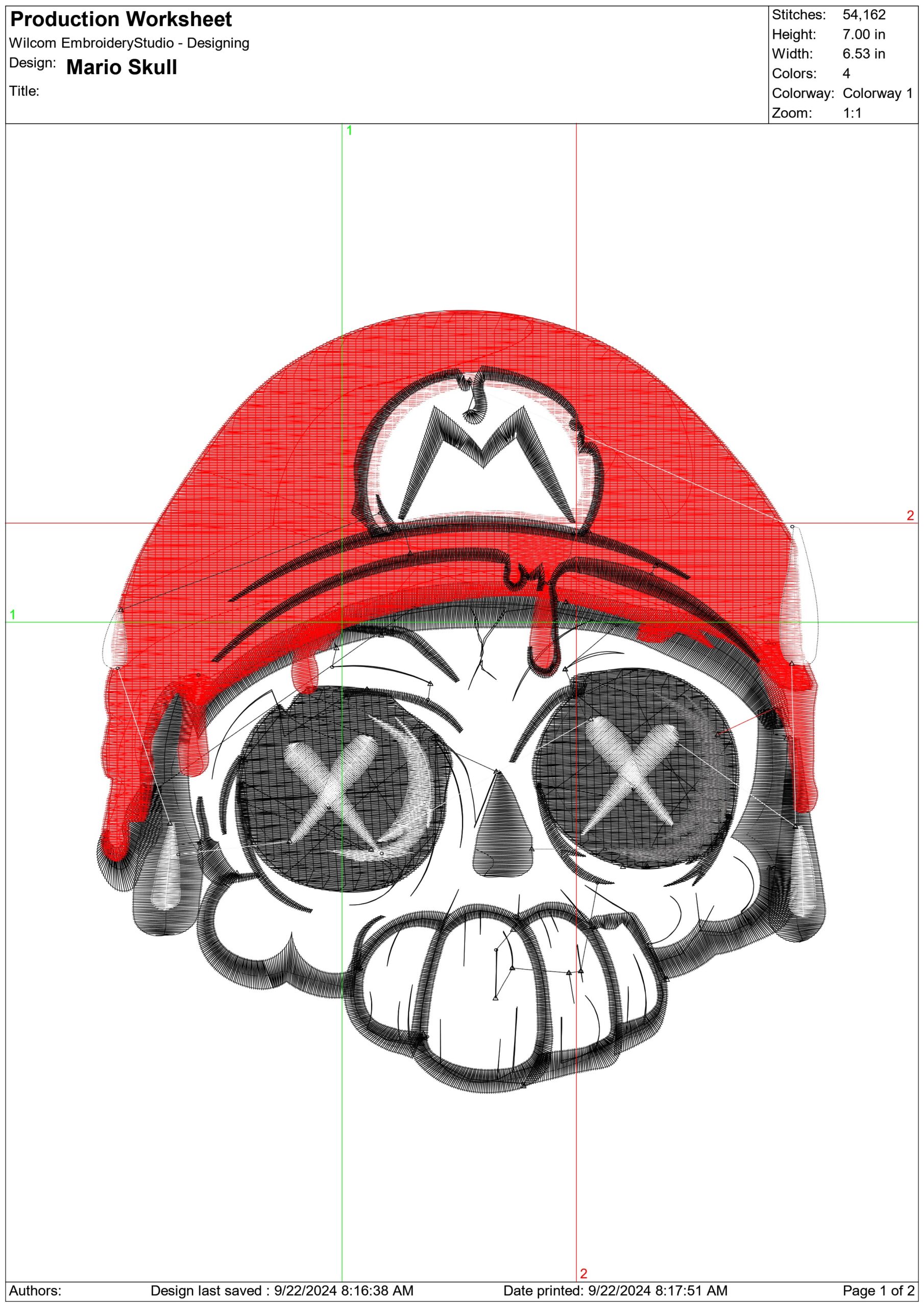 Mario Skull - Halloween embroidery design - embroidery file - instant download — view 2