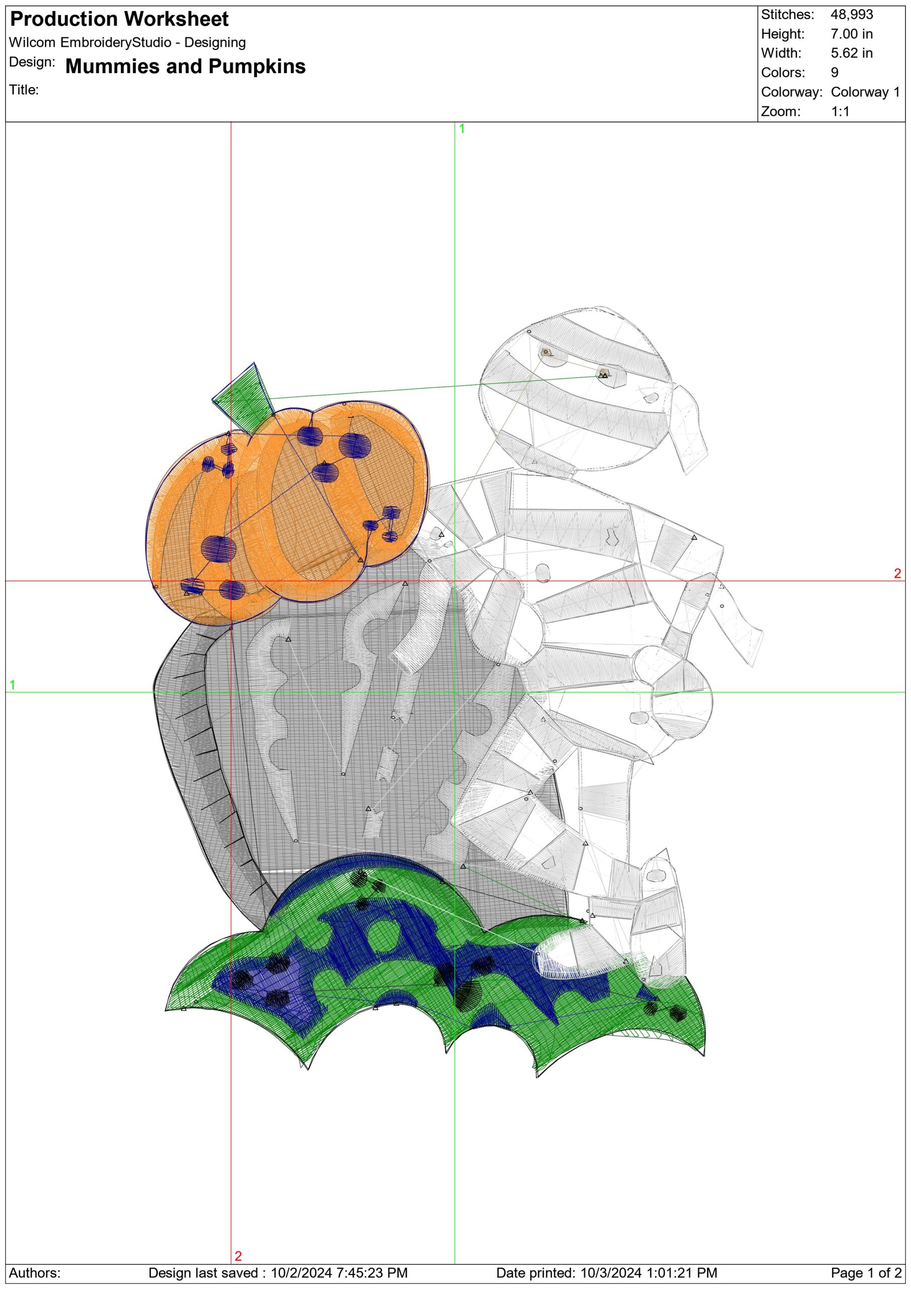 Pumpkin and Mummies - Halloween embroidery design - embroidery file - instant download — view 2