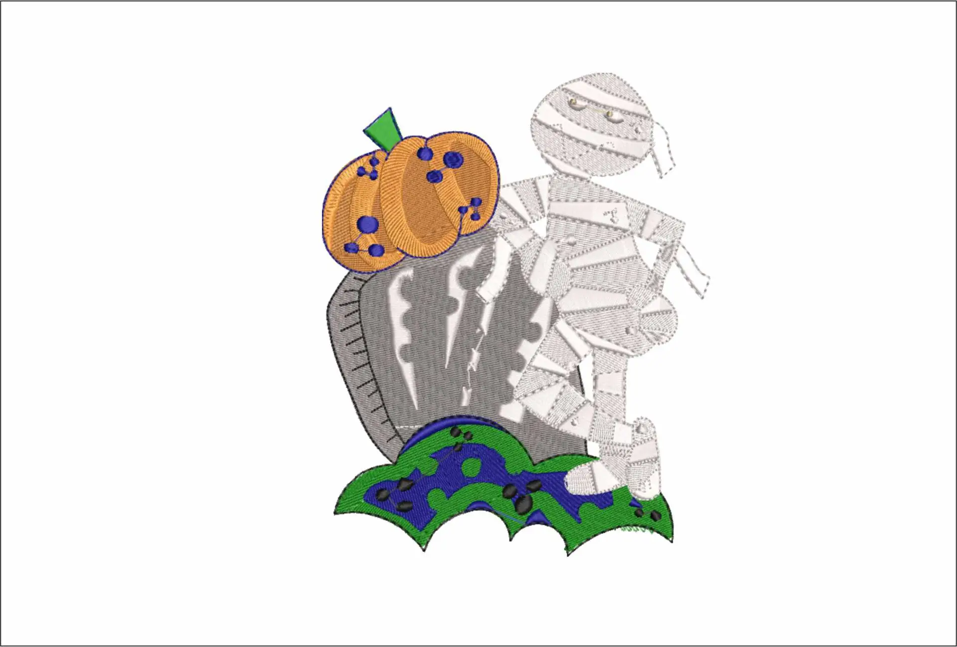 Pumpkin and Mummies - Halloween embroidery design - embroidery file - instant download