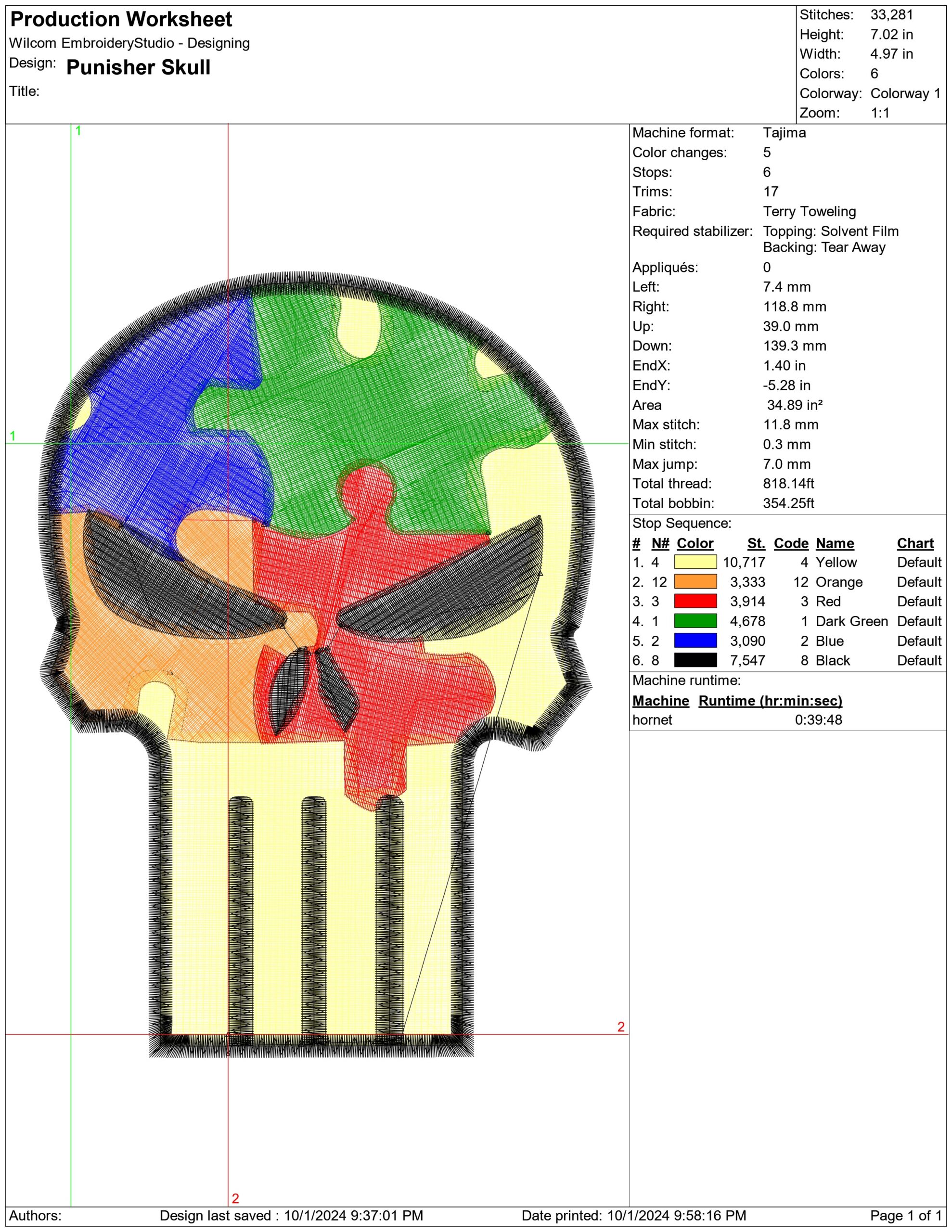 Punisher Skull - Halloween embroidery design - embroidery file - instant download — view 2