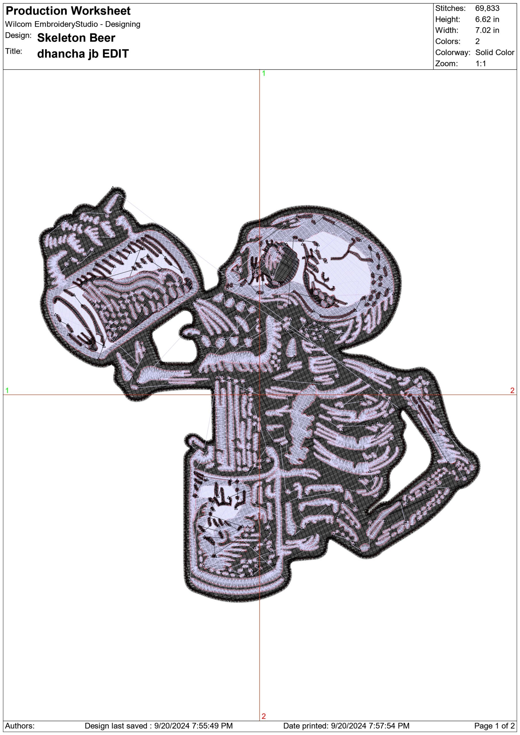 Skeleton Beer - Halloween embroidery design - embroidery file - instant download — view 2