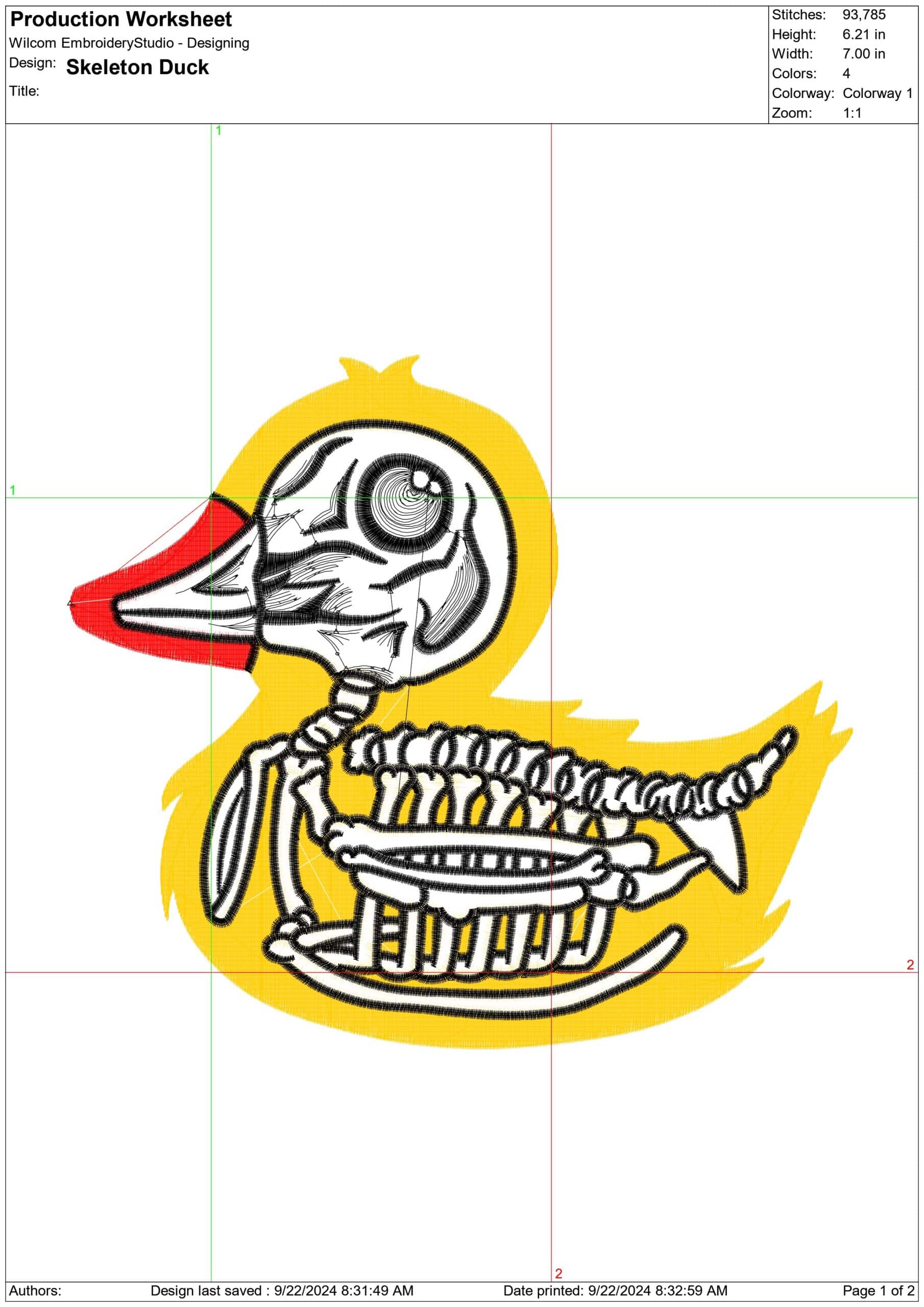 Skeleton Duck - Halloween embroidery design - embroidery file - instant download — view 2