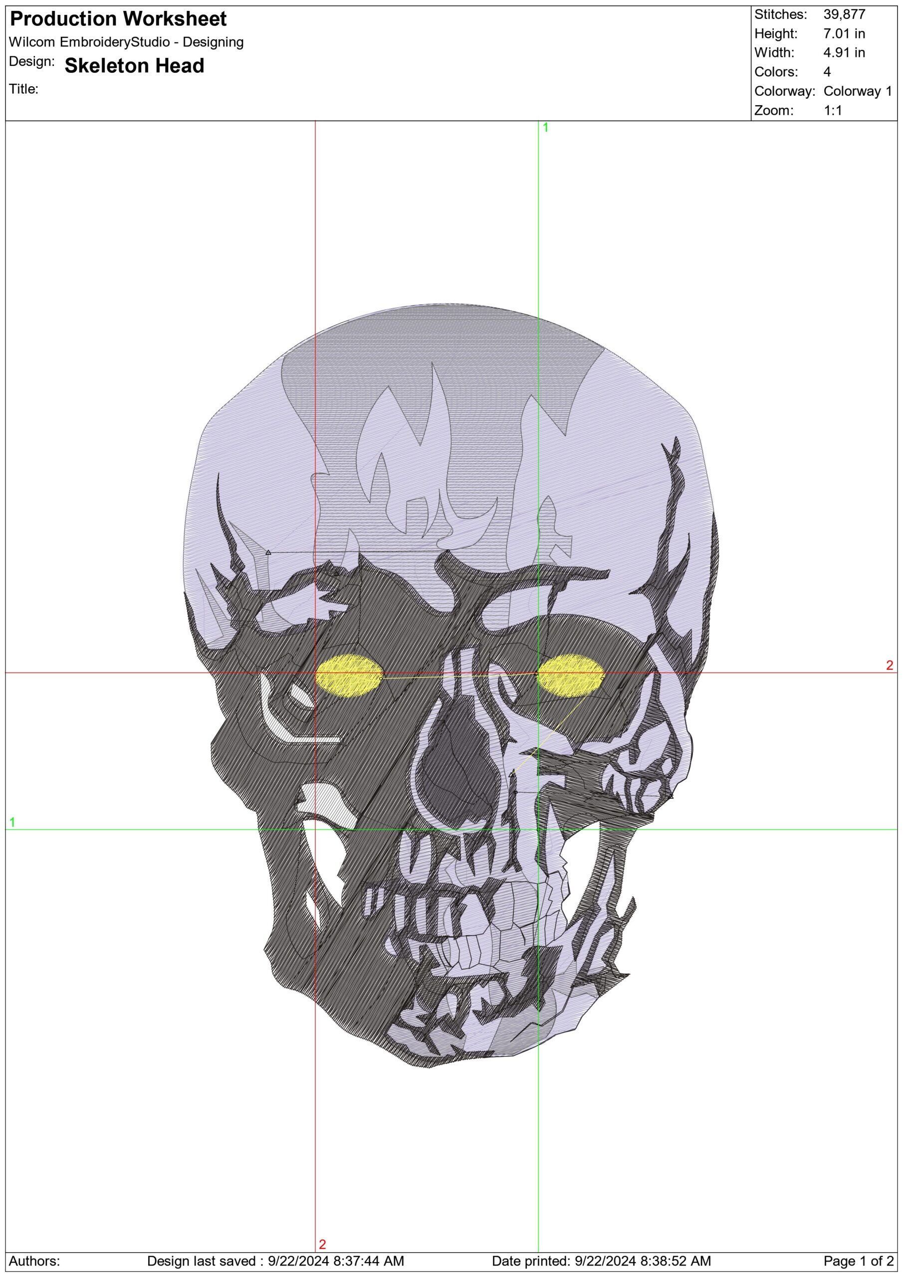 Skeleton Head - Halloween embroidery design - embroidery file - instant download — view 2