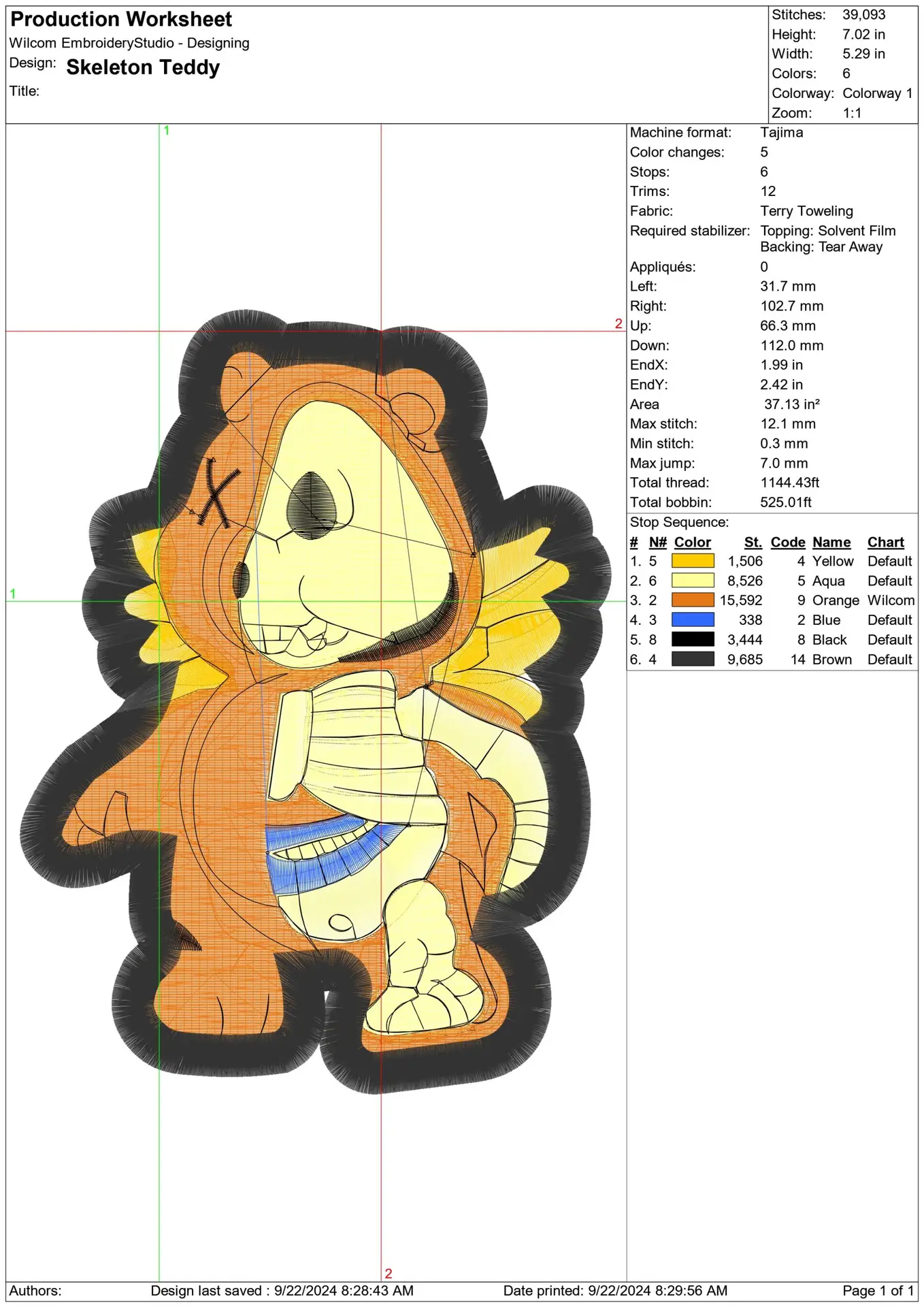 Skeleton Teddy - Halloween embroidery design - embroidery file - instant download — view 2