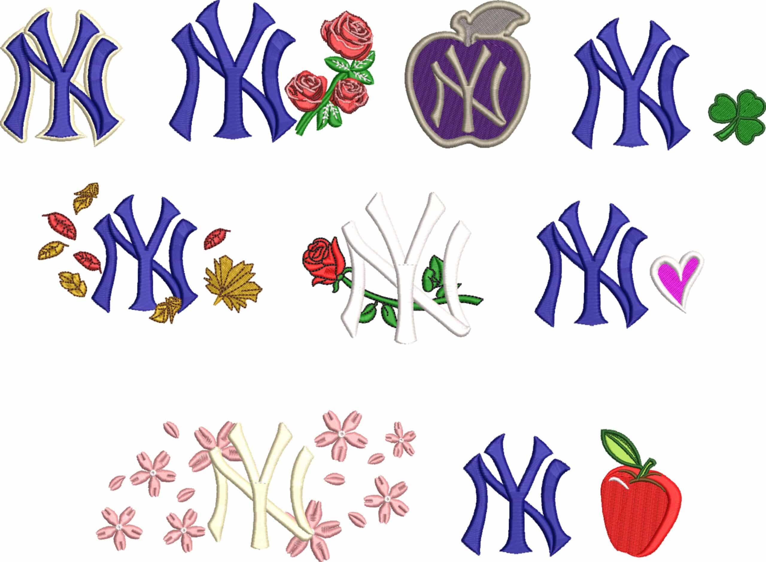 10 NY Yankee Logos - Major league Baseball logo - MLB embroidery machine pattern embroidery file - 1 size instant download