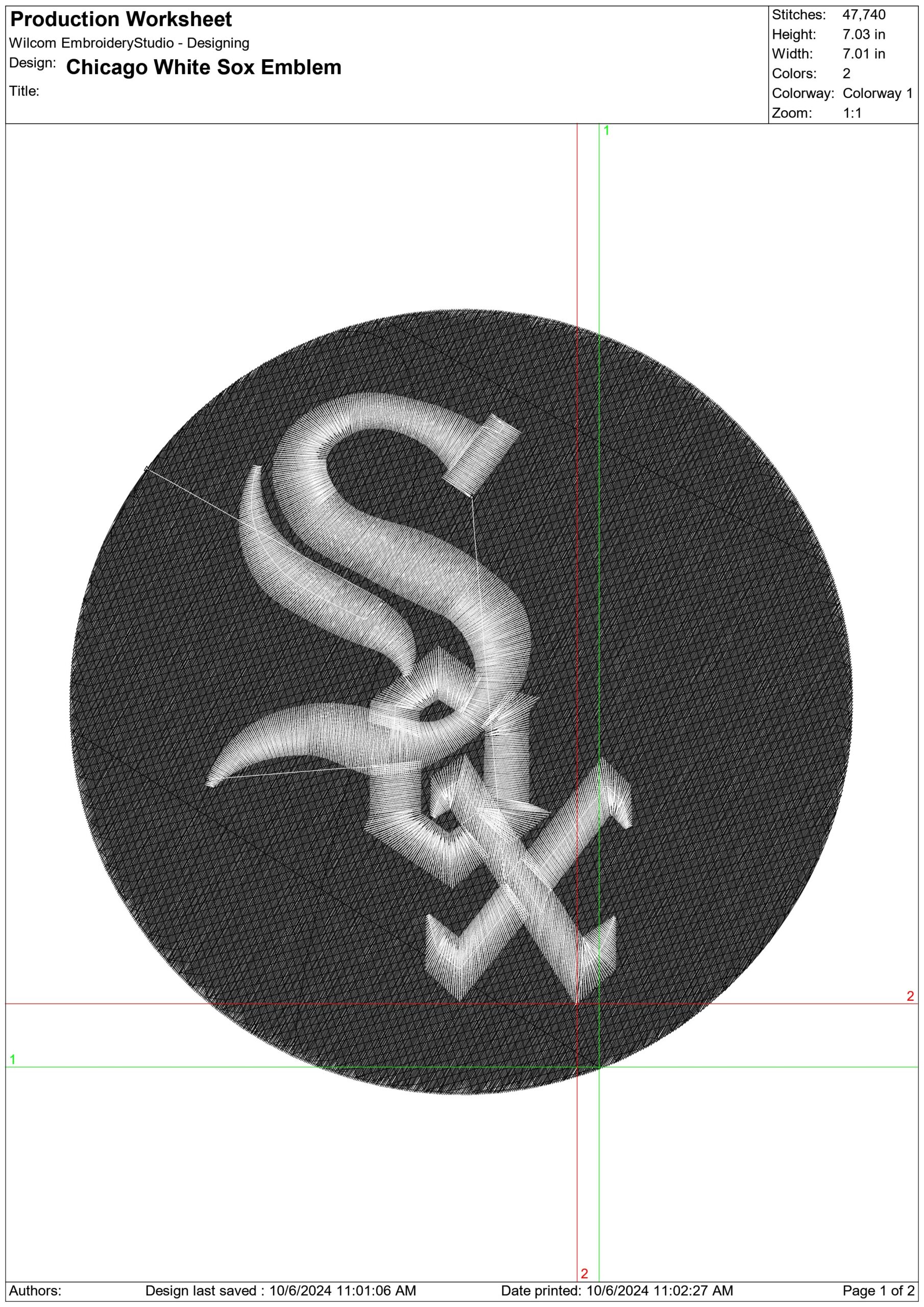 Chicago White Sox emblem - Major league Baseball logo - MLB embroidery machine pattern embroidery file - instant download — view 2